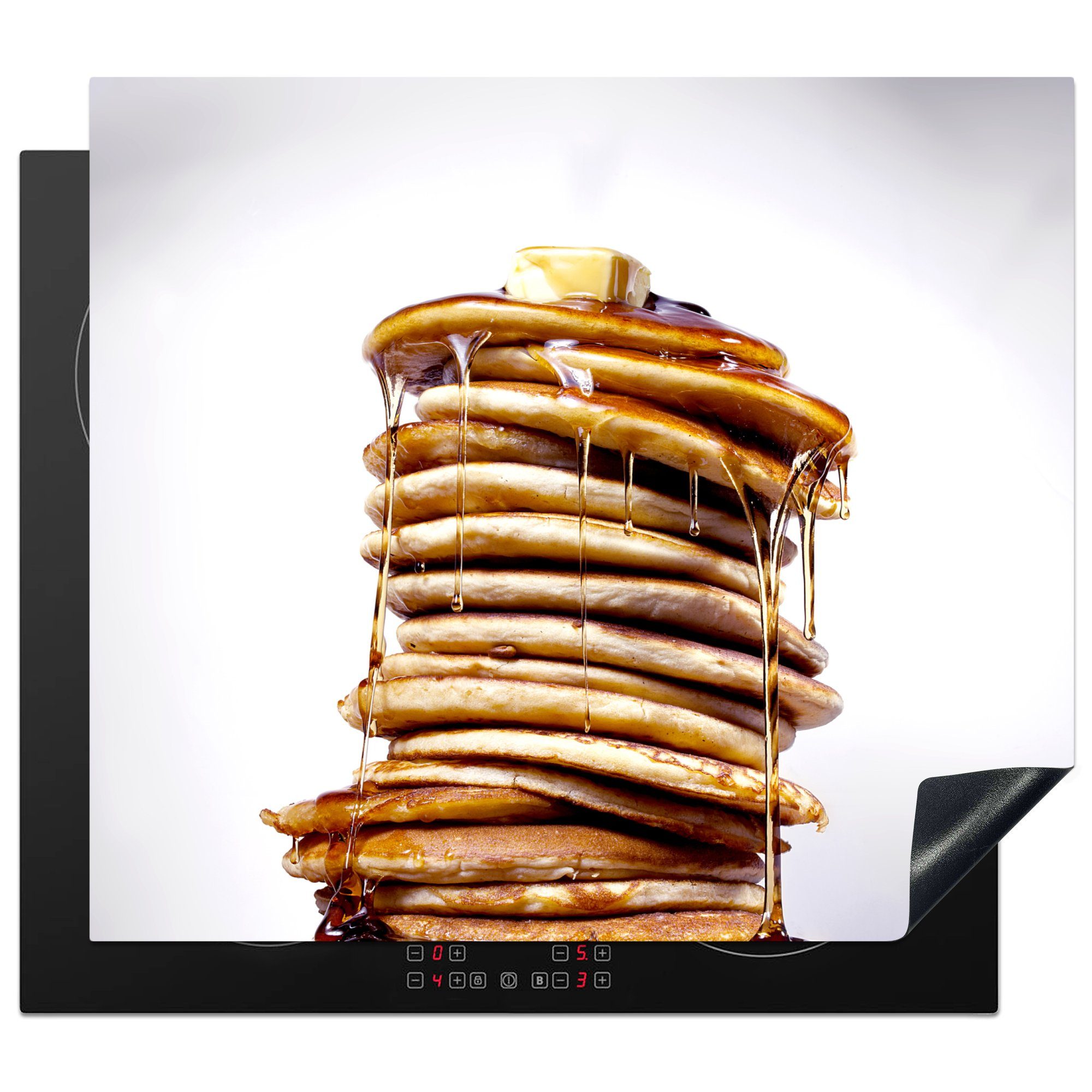 MuchoWow Herdblende-/Abdeckplatte Ein großer Stapel Pfannkuchen mit Sirup, Vinyl, (1 tlg), 59x52 cm, Ceranfeldabdeckung für die küche, Induktionsmatte