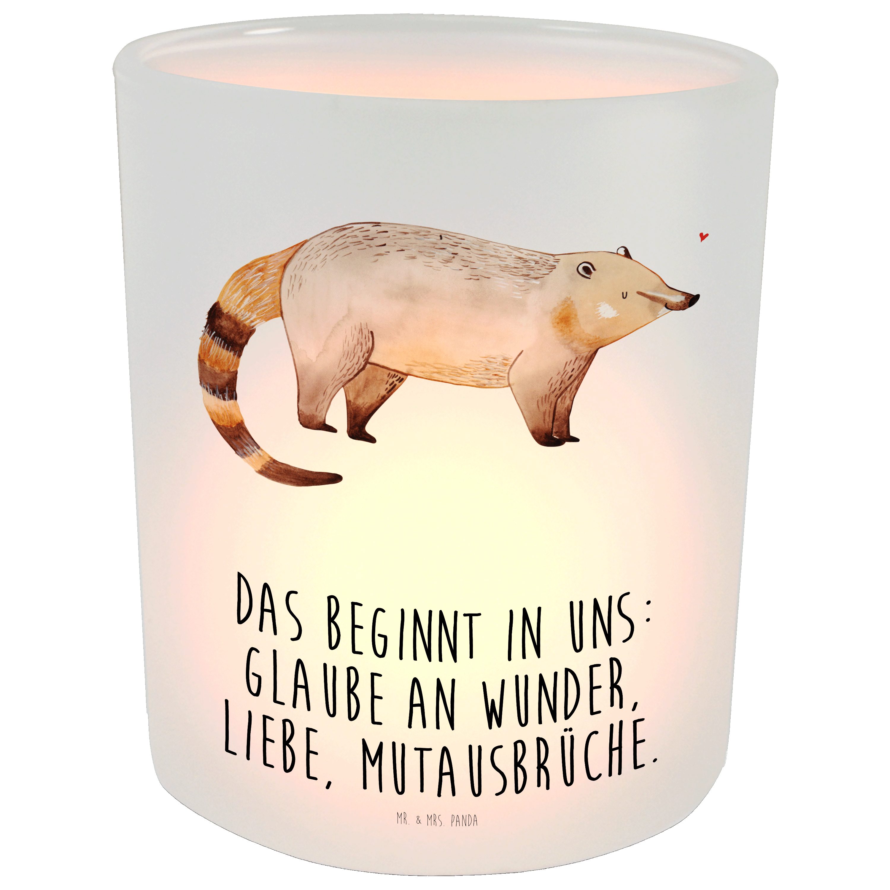 Sprüche, & Nasenbaer Panda (1 - St) - Mr. Geschenk, Windlicht Kerzenlicht, Mrs. Transparent Tie lustige