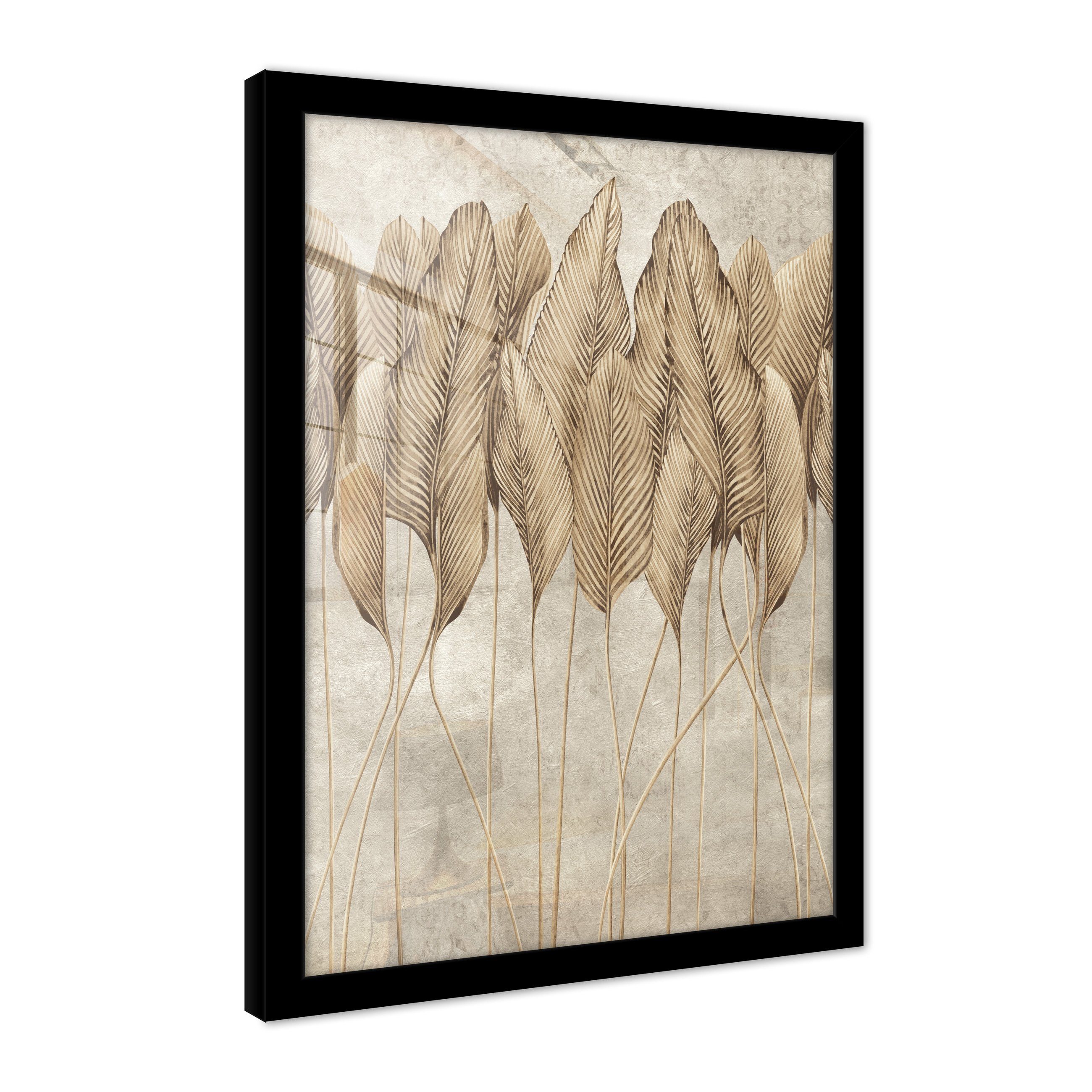 Wallarena Poster mit Rahmen Bilder Blätter Wohnzimmer Schlafzimmer Kunstdruck Wandbild, Blätter Poster Bild (1 St), Groß Wandbilder Größen zur Auswahl: 30x40 cm / 50x70 cm / 70x100 cm