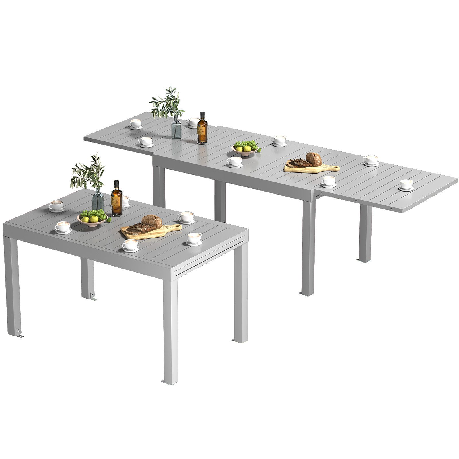 HOMALL Gartentisch Balkontisch, rostfreies Aluminium Ausziehtisch für 6-10 günstig online kaufen