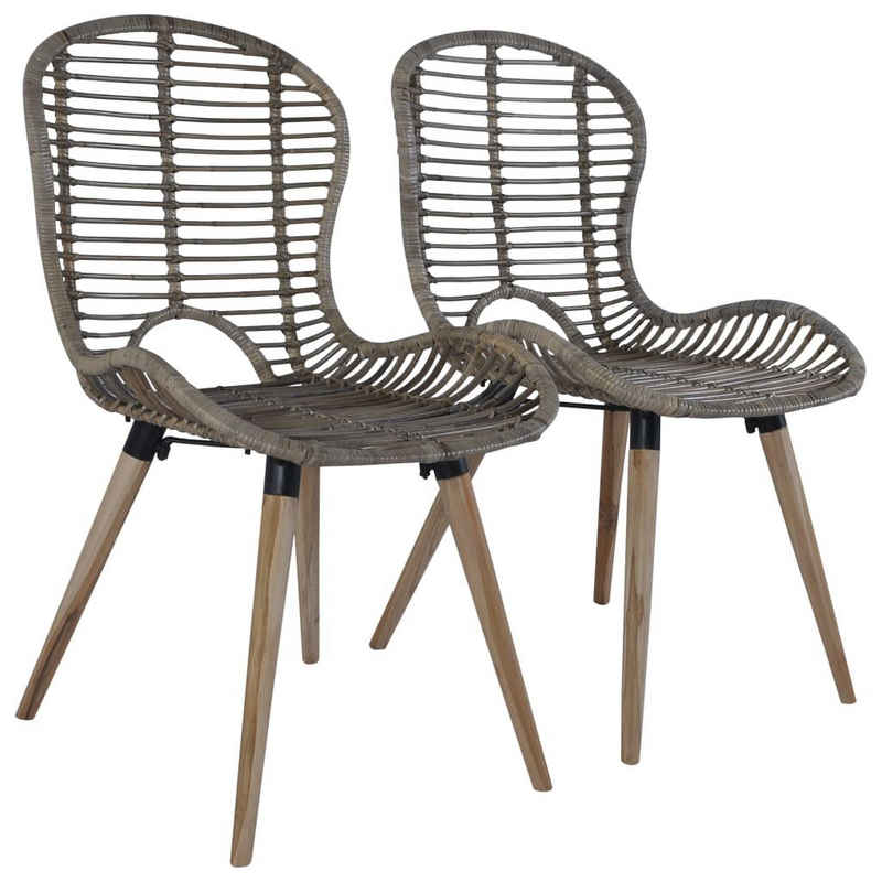 vidaXL Esszimmerstuhl Esszimmerstühle 2 Stk. Braun Natürliches Rattan (2 St)