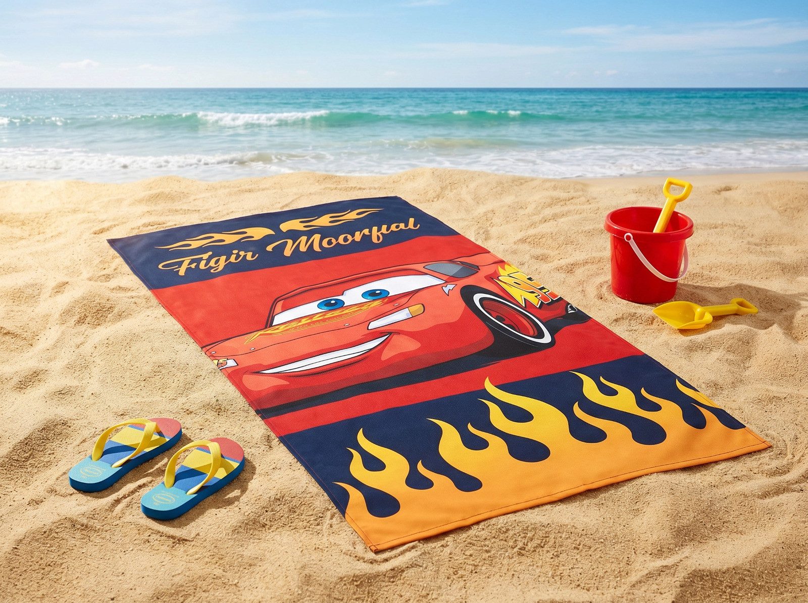 Disney Strandtuch Disney Card Lightning McQueen Strandtuch Handtuch Badetuch XL 70x140 c, (1-St), 70x140 cm