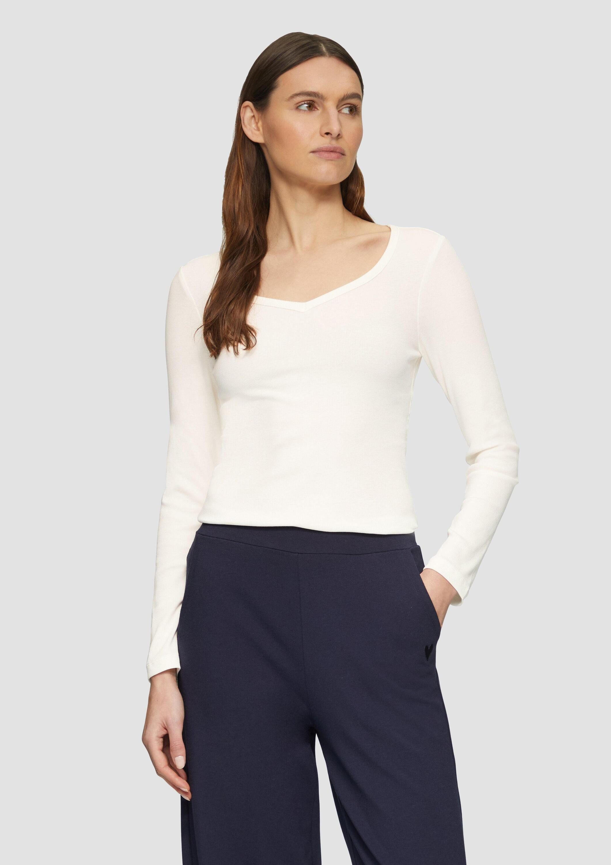s.Oliver Langarmshirt T-Shirt Feines Jersey-Longsleeve mit Rippstruktur günstig online kaufen