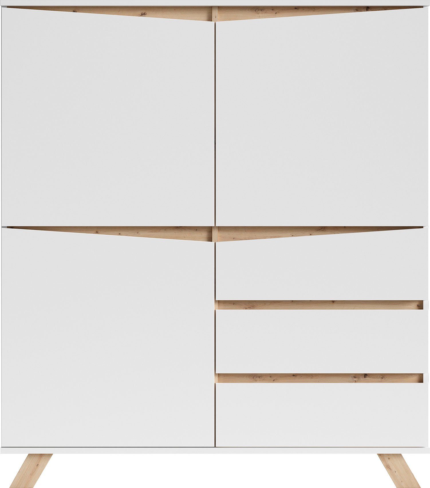 byLIVING Highboard Valentin, 3 Schubkästen und 3 Türen, Breite 120cm in modernem Scandi - Design