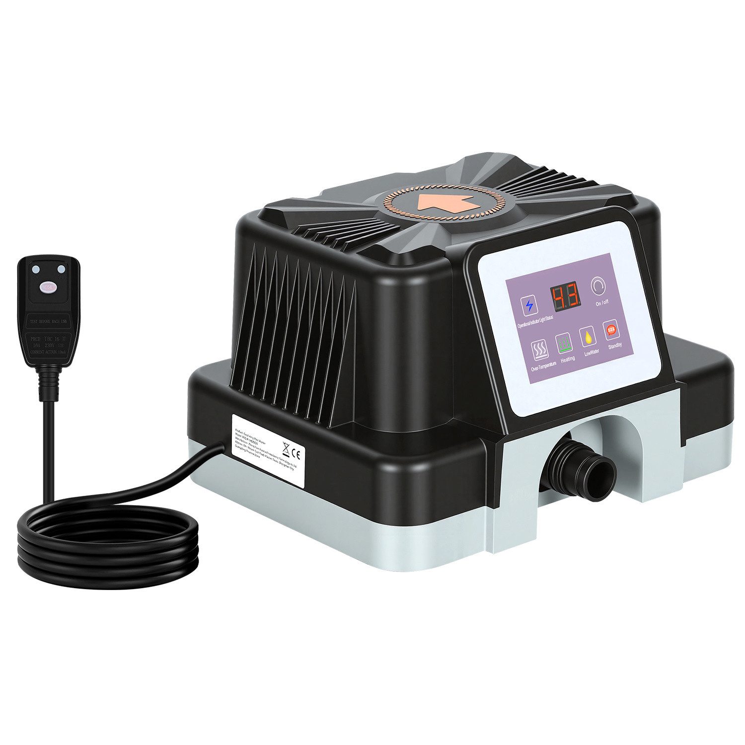 Clanmacy Pool-Wärmepumpe Poolheizung Schwimbad 3KW Poolwärmetauscher Schwimmbadheizung