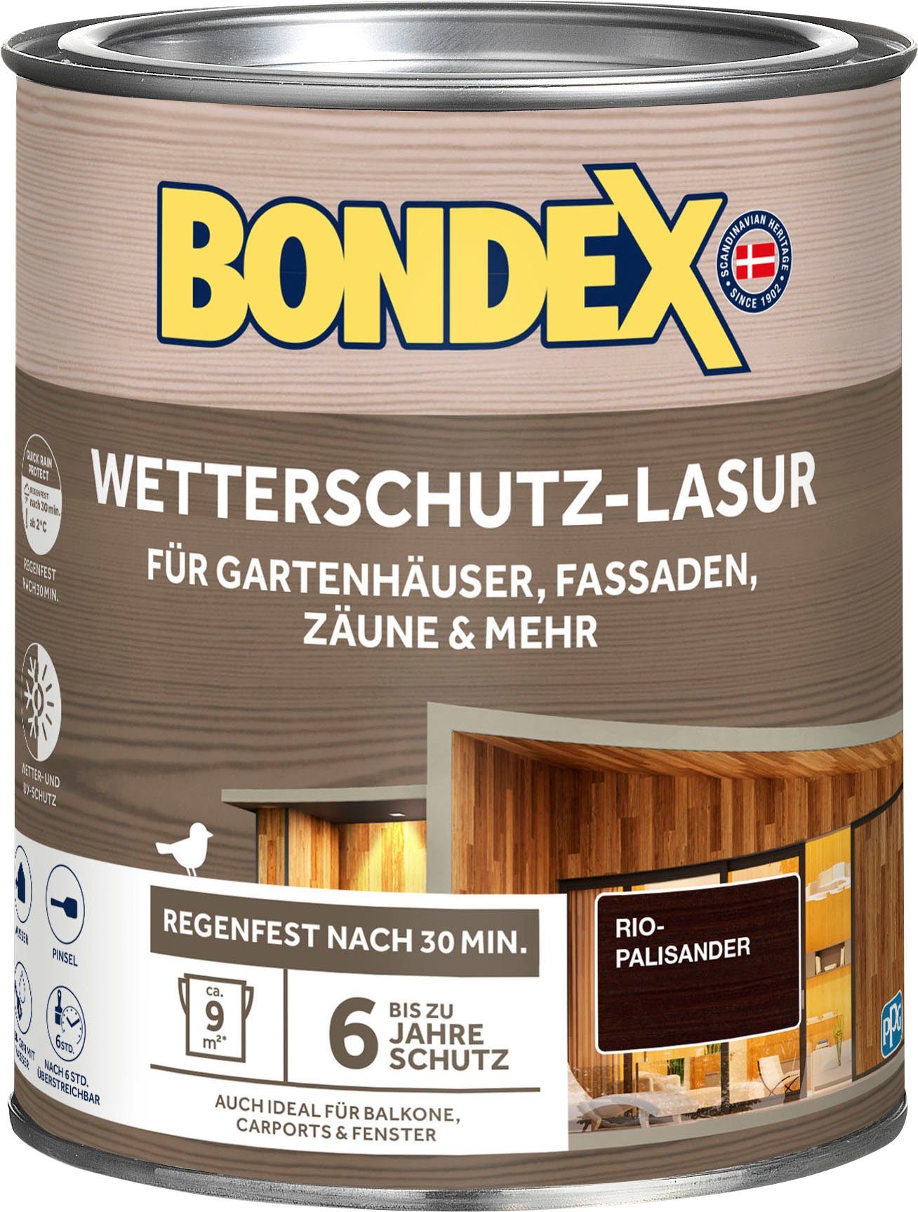Bondex Holzschutzlasur Wetterschutzlasur, Semi transparent Rio-palisander, braun