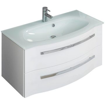 Lomadox Waschtisch FES-4005-66, weiß Waschbecken & Spiegelschrank - 92/200/49,1cm