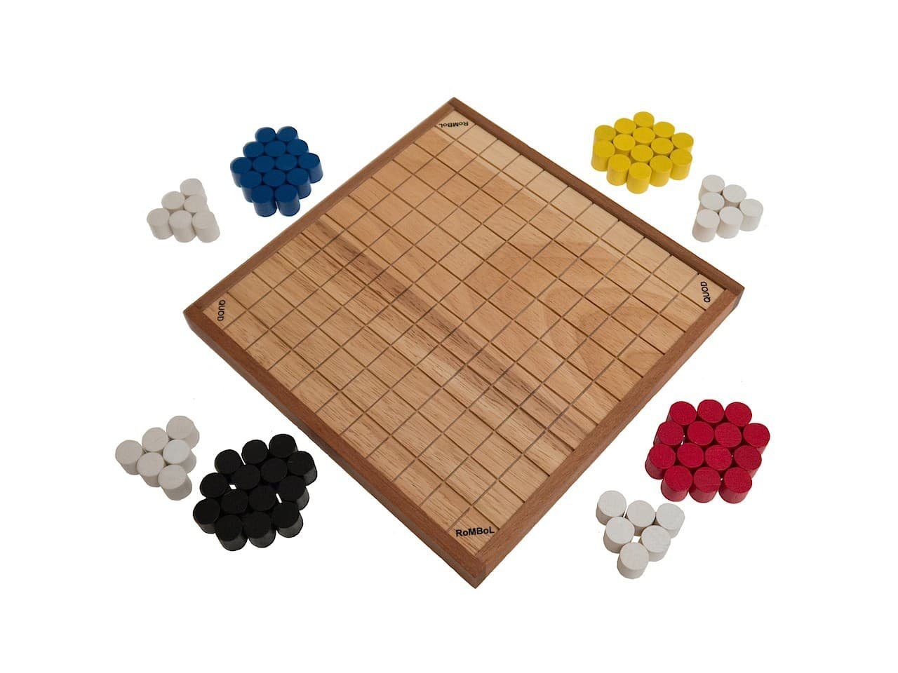 ROMBOL Denkspiele Spiel, Brettspiel QUOD, ein Gesellschaftsspiel für 2 - 4 Personen aus Holz, exklusiv nur bei uns