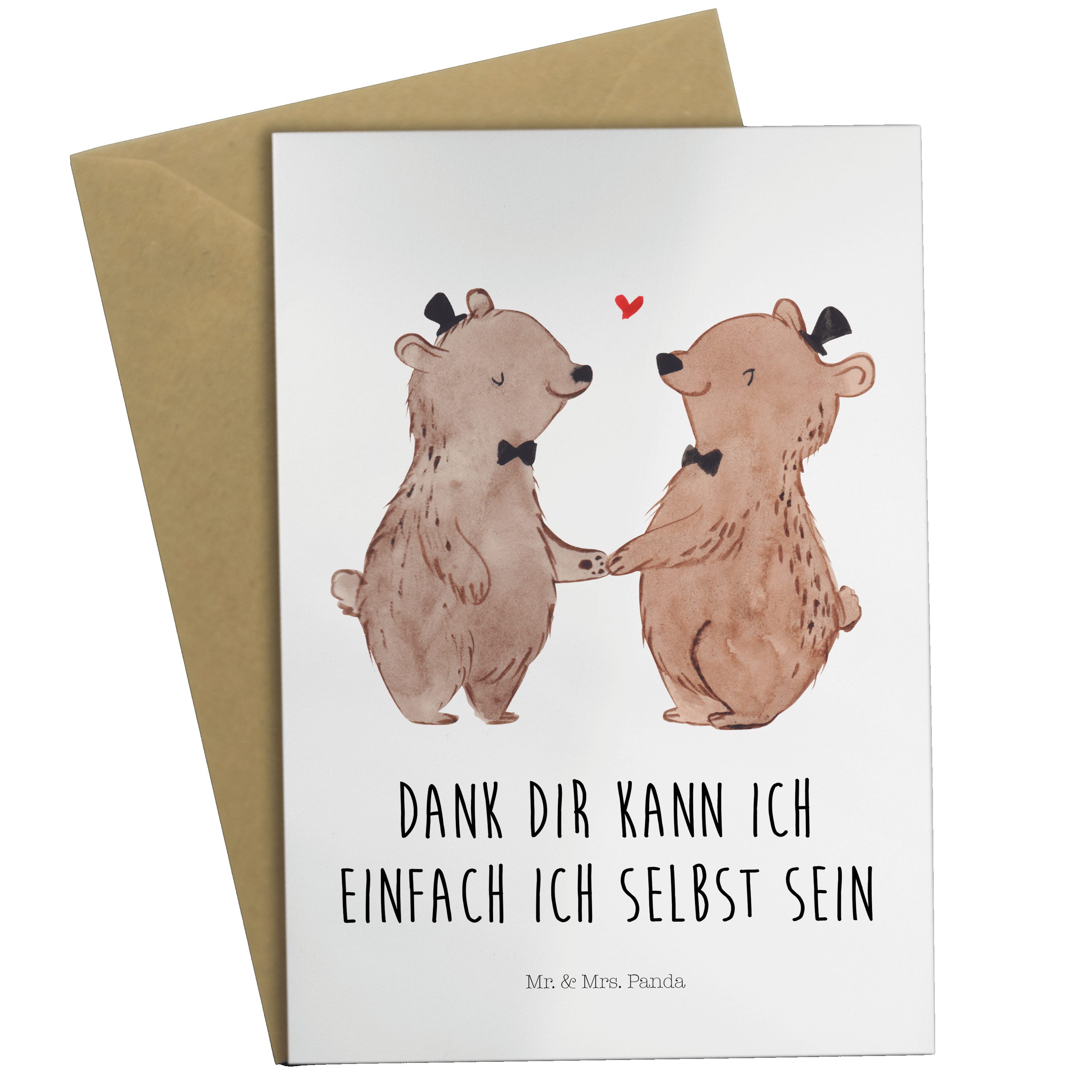 Mr. & Mrs. Panda Grußkarte Bären Pärchen Gay Pride - Weiß - Geschenk, Hochzeitsgeschenke für Bra
