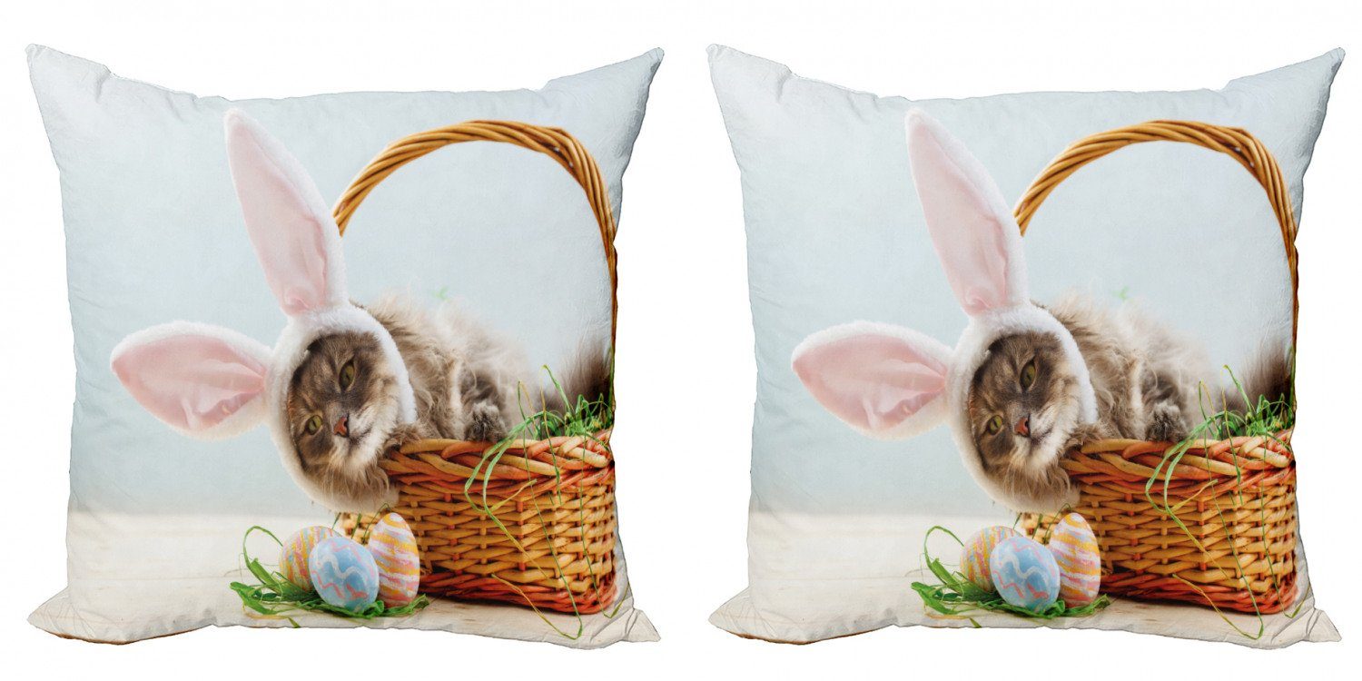 Modern Doppelseitiger Kissenbezüge Abakuhaus Oster-Kaninchen Katze Accent als Osterhase Digitaldruck, Stück), (2