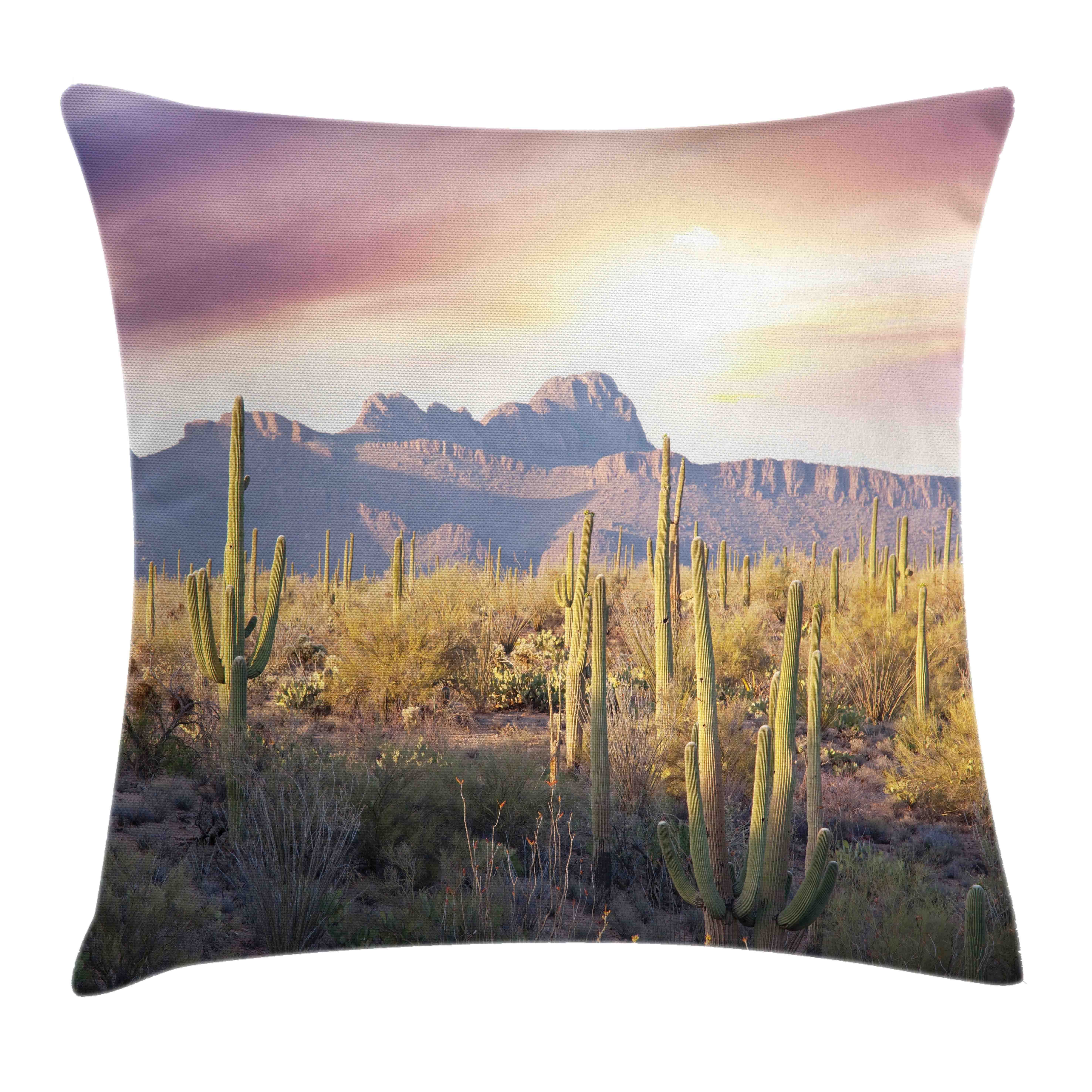 Kissenhülle Arizona Saguaro-Kaktus Farben Stück), (1 und Waschbar Kissenbezüge Abakuhaus Reißverschluss Druck, Farbfesten mit Berge mit Beidseitiger Klaren
