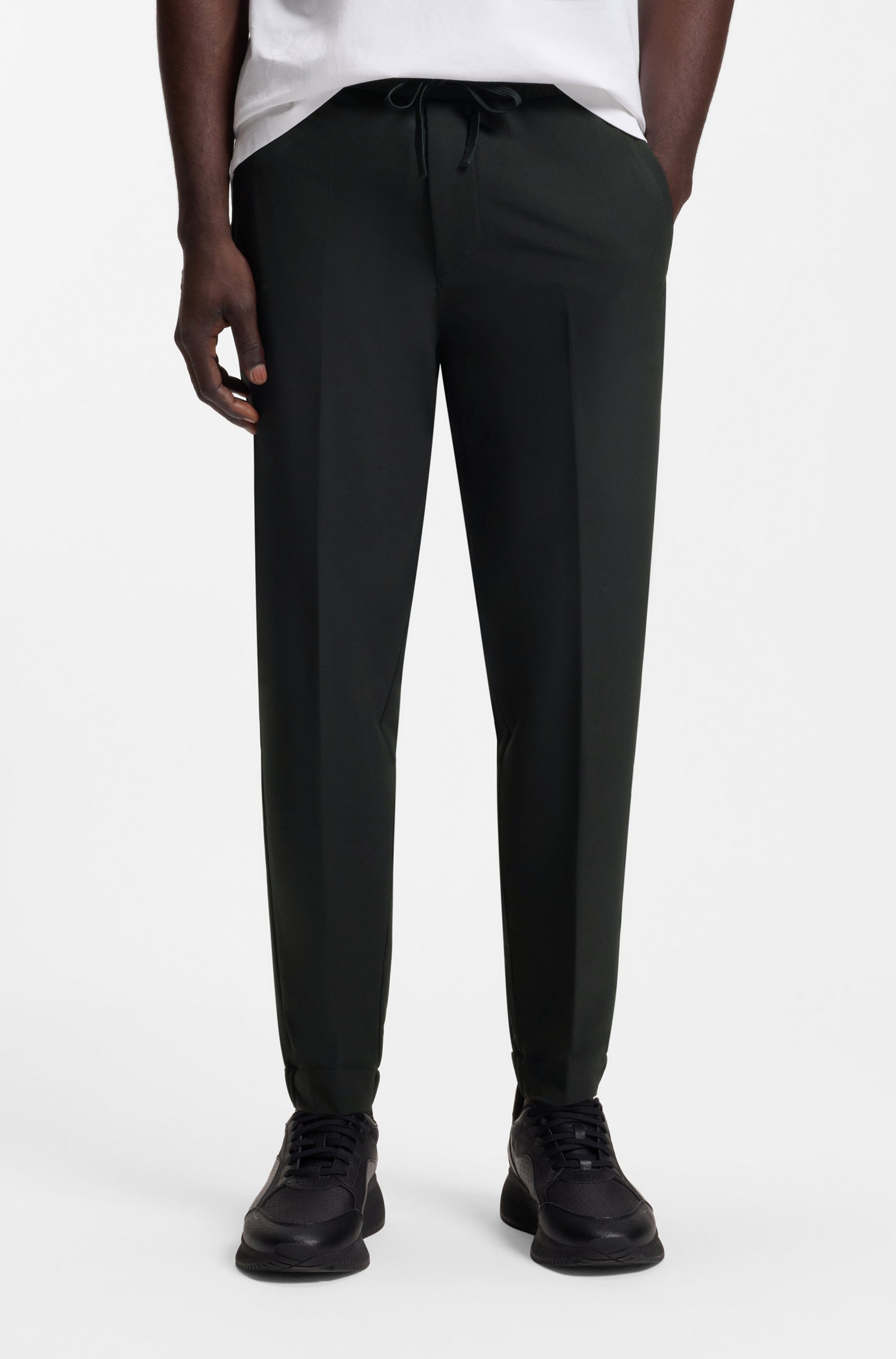 BOSS GREEN Stretch-Hose T Flex mit elastischem Bund und Kordelzug Stretchhose Businesshose