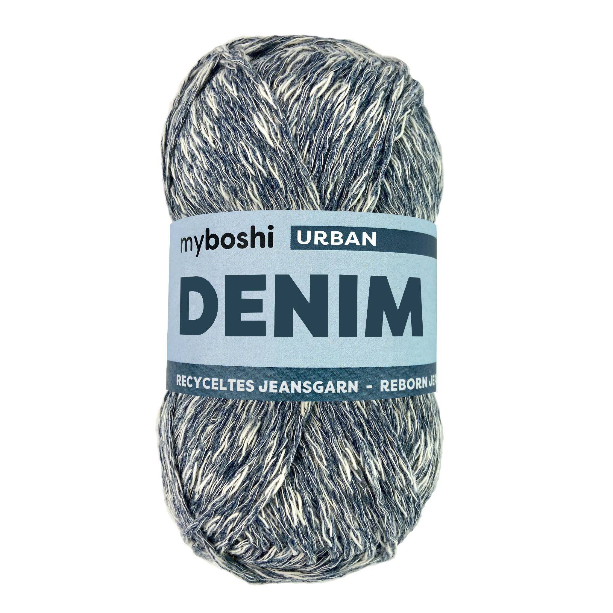 myboshi Denim, vegane Wolle aus 50% recycelter Jeans Häkelwolle, 135 m (1-St), Meliert