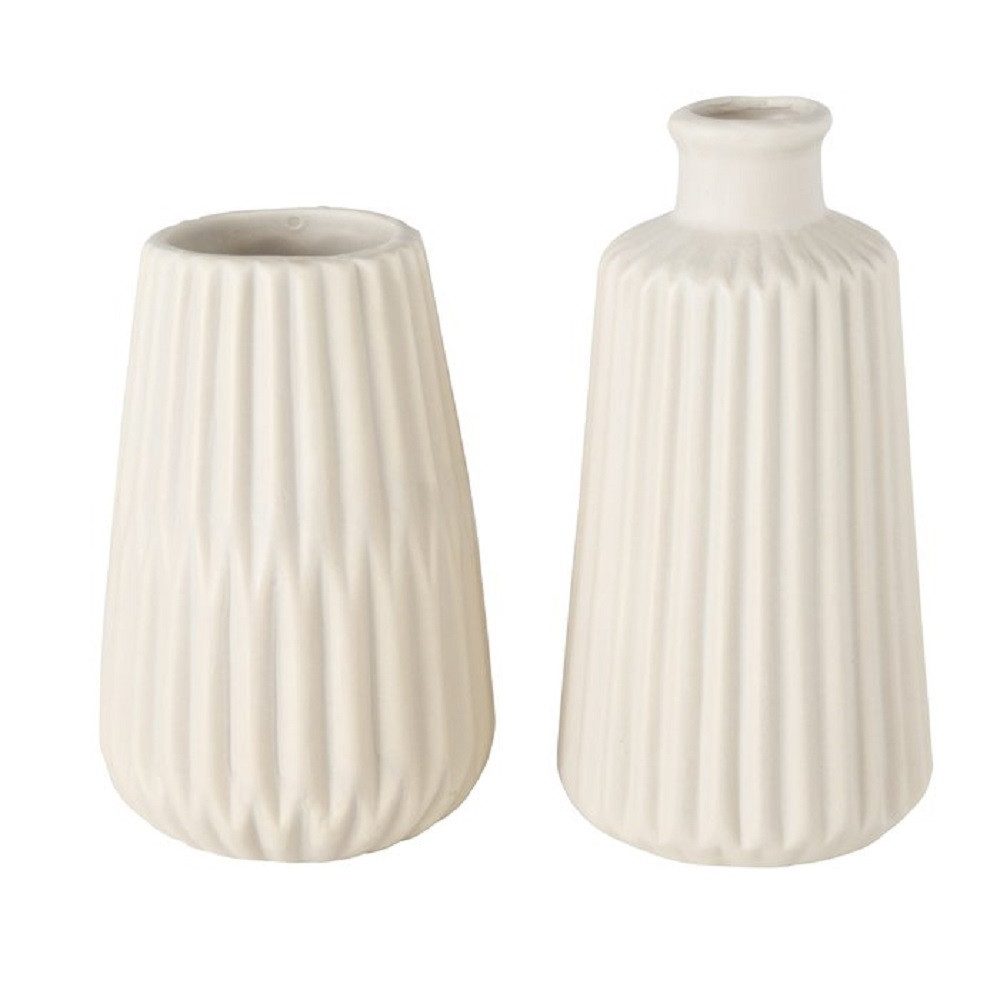 BOLTZE GRUPPE Tischvase Vase Blumenvase Porzellan Esko beige H 17 cm 2er Set