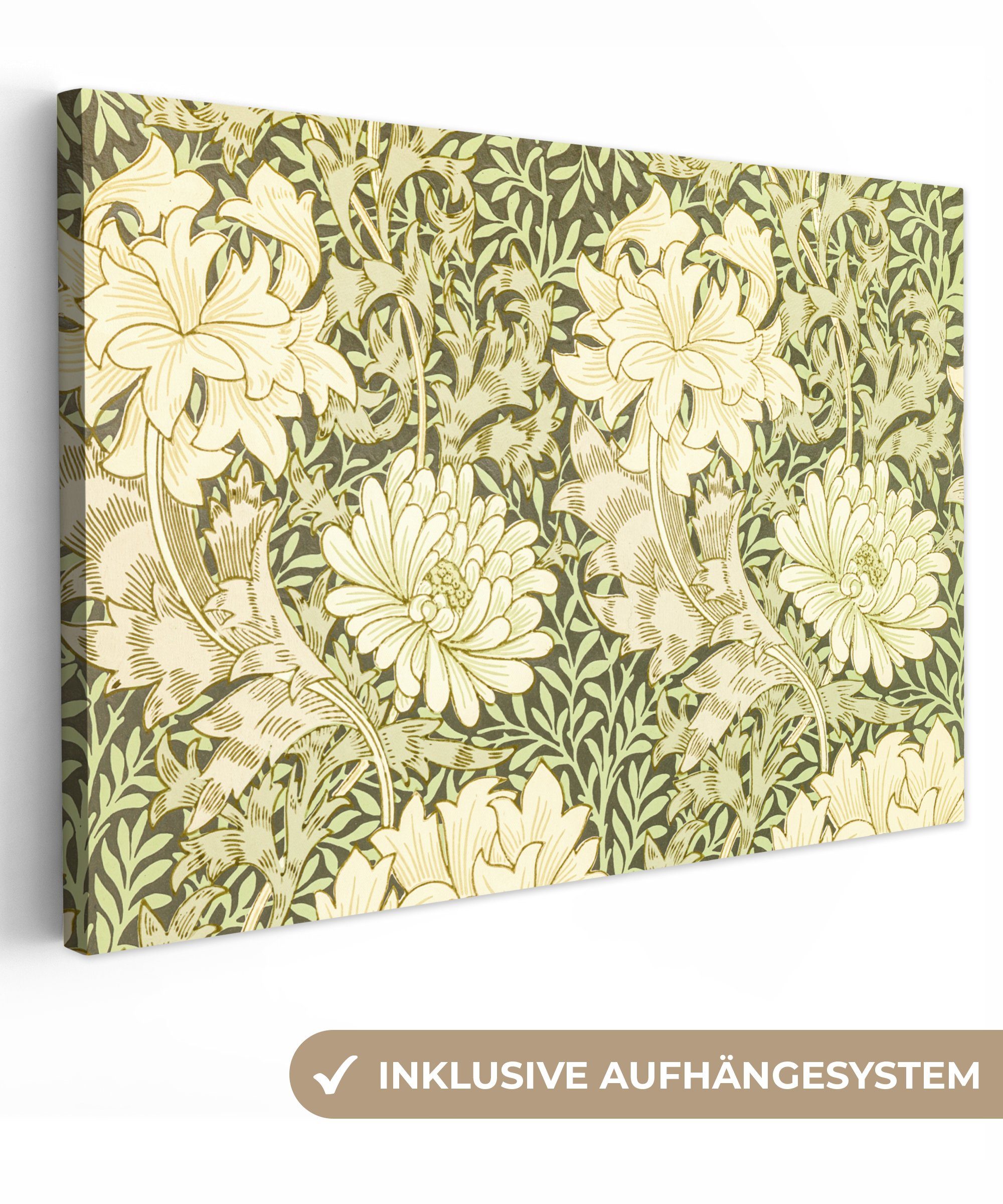 cm 30x20 (1 St), Gemälde - Grün Wanddeko, Rosen OneMillionCanvasses® Morris, William Leinwandbilder, Wandbild Blumen - Aufhängefertig, -