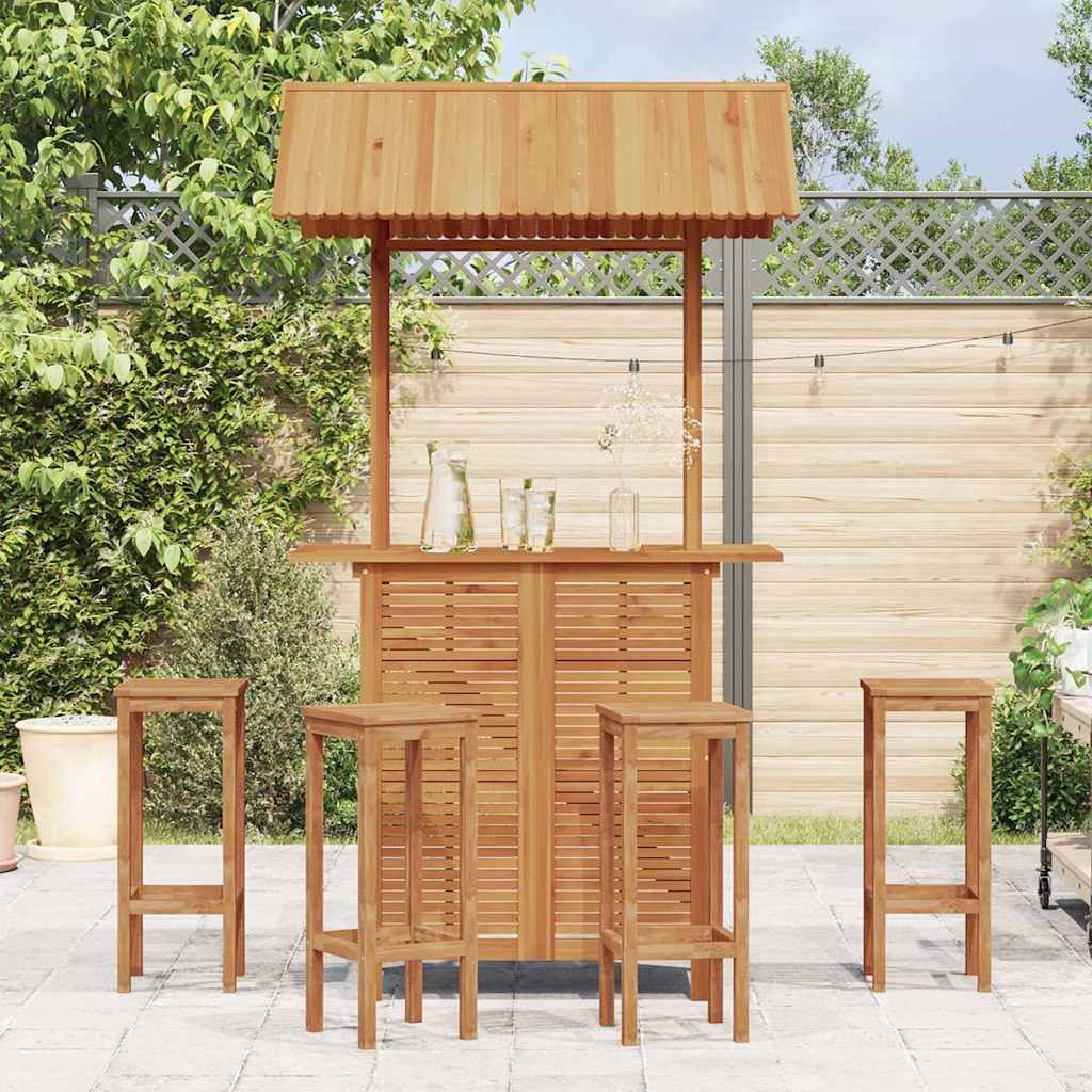 vidaXL Gartentisch Outdoor-Bartisch mit Dach 113x106x217 cm Massivholz