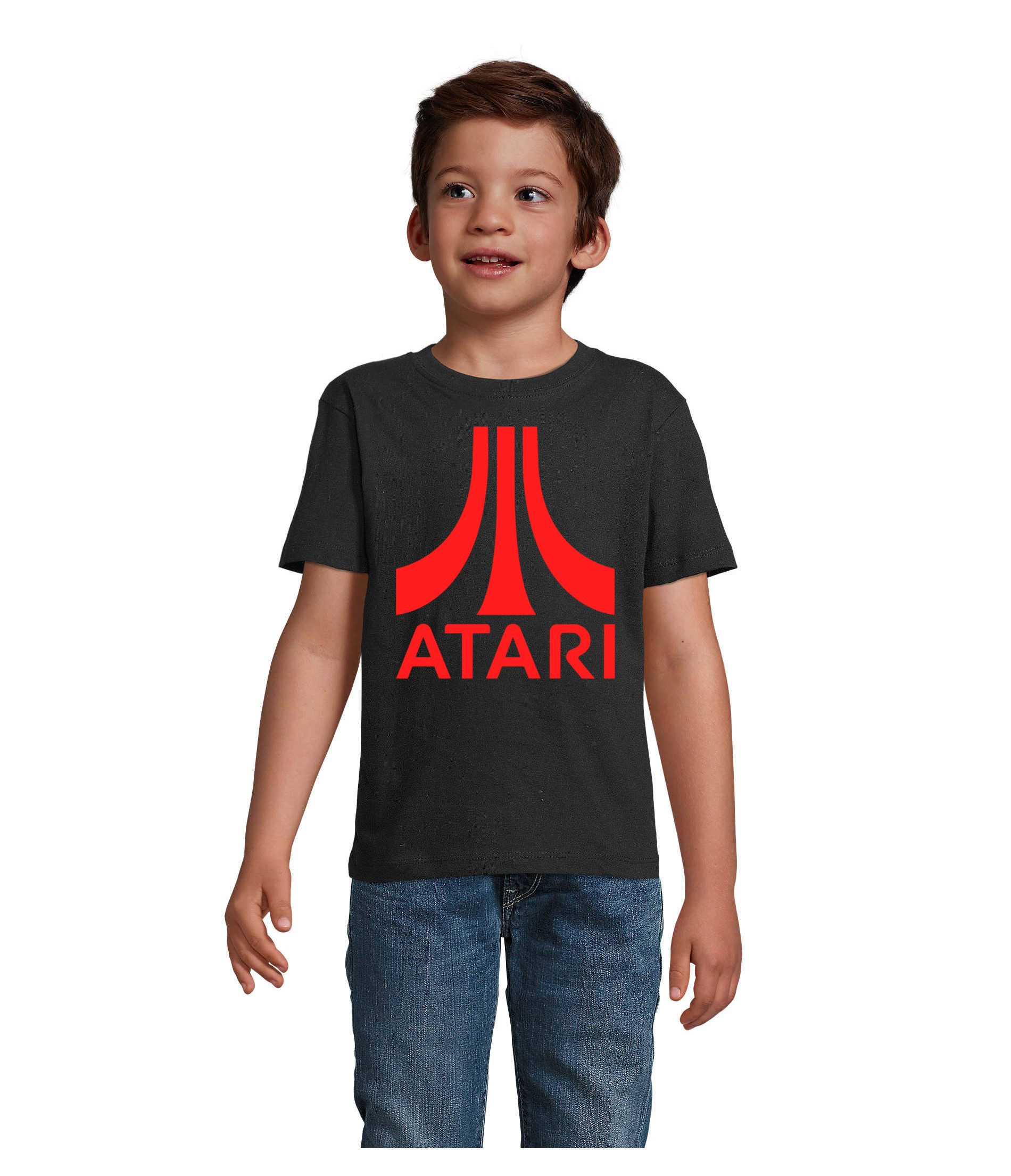 Blondie & Brownie T-Shirt Kinder T Shirt Atari Rot Logo Baumwolle Freizeit Komfort (Einzeln, Einzelartikel) Atari Logo Kinder T Shirt Rot Retro Baumwolle Freizeit bequem