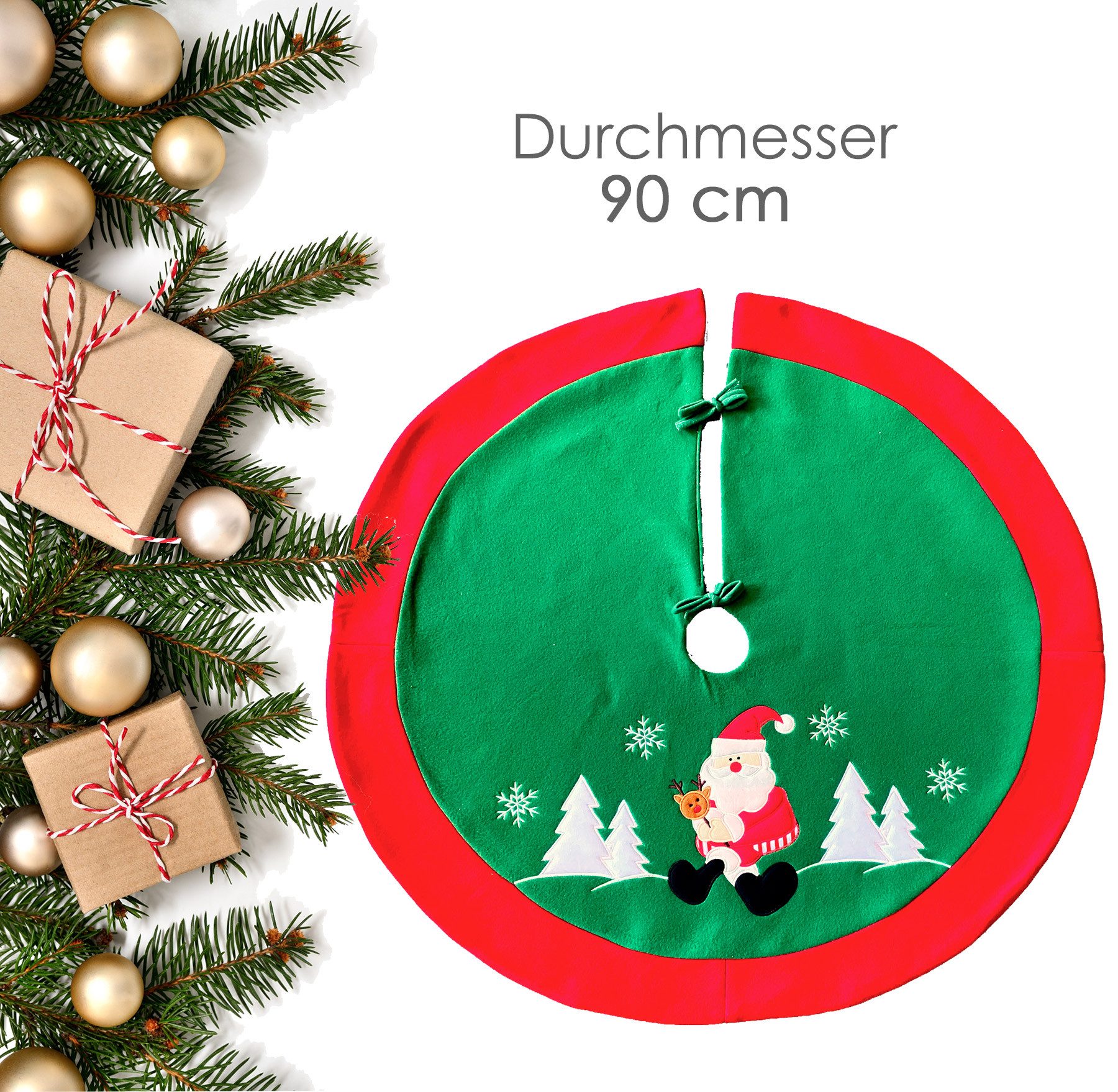 heimtexland Weihnachtsbaumdecke Weihnachtsdeko Baumschmuck Christbaumdecke Baumteppich (1-tlg), Weihnachtsbaum Deko bestickt Baumständer Schürze