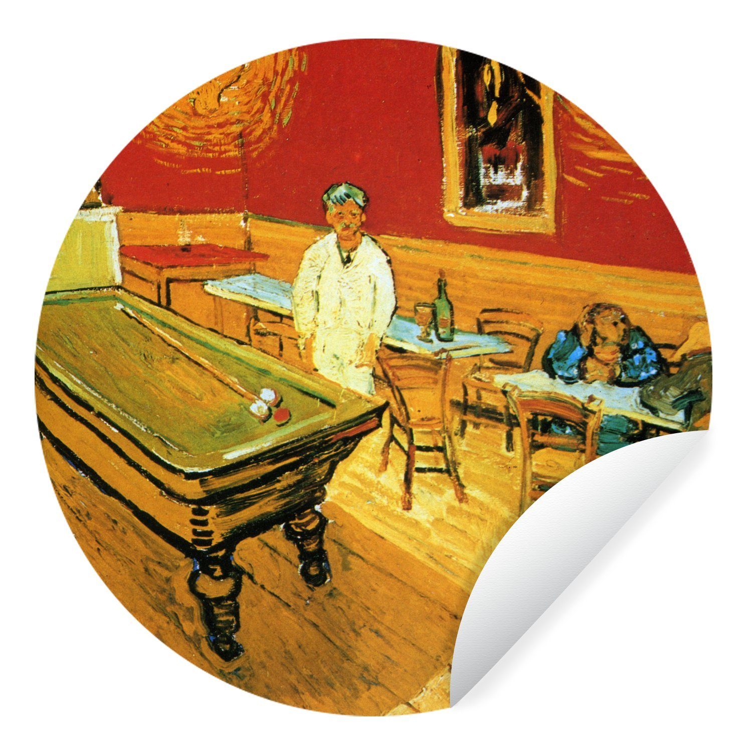 MuchoWow Wandsticker Das Nachtcafé - Gemälde von Vincent van Gogh (1 St), Tapetenkreis für Kinderzimmer, Tapetenaufkleber, Rund, Wohnzimmer