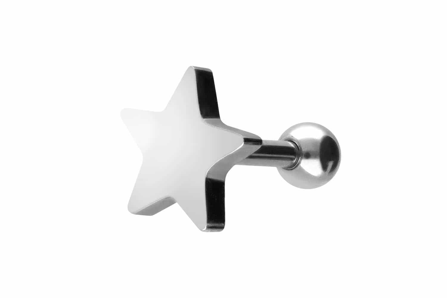 PIERCINGLINE Piercing-Set Chirurgenstahl Ohrpiercing STERN (Mini-Barbells, 1-tlg)