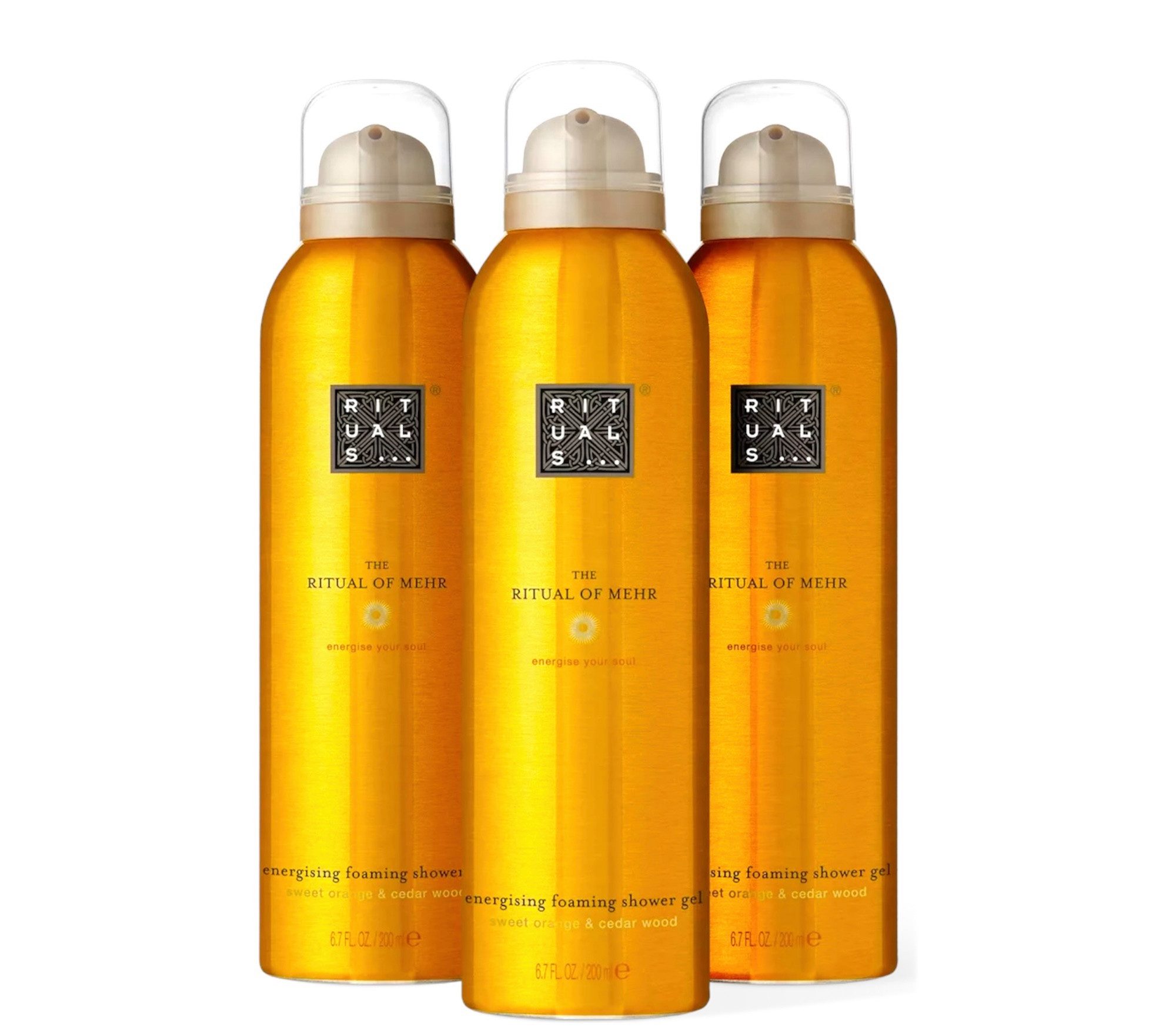 Rituals Duschschaum The Ritual of Mehr Vorteilspack mit 3 x 200 ml Duschschaum, Mit frischer Süßorange und aromatischem Zedernholz