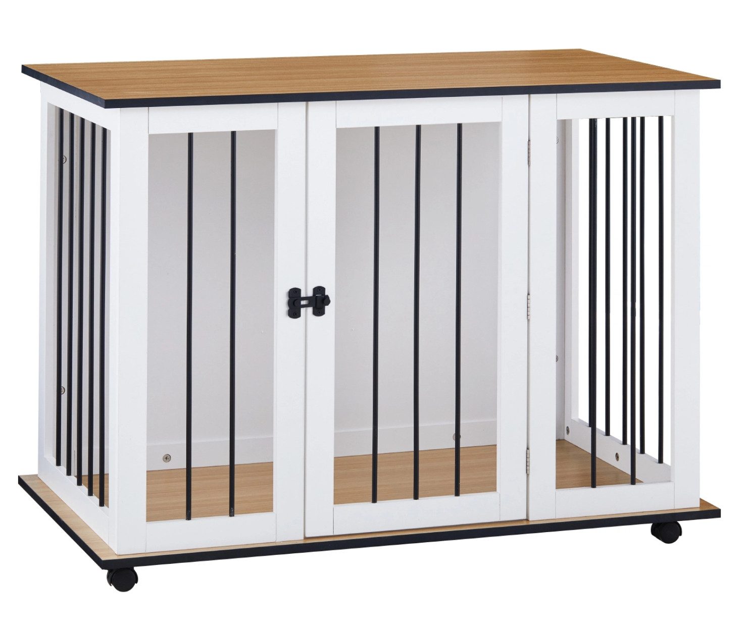 Ofcasa Hundehütte 106x60x82cm Tierhaus mit Rädern, Hundebox für Zuhause