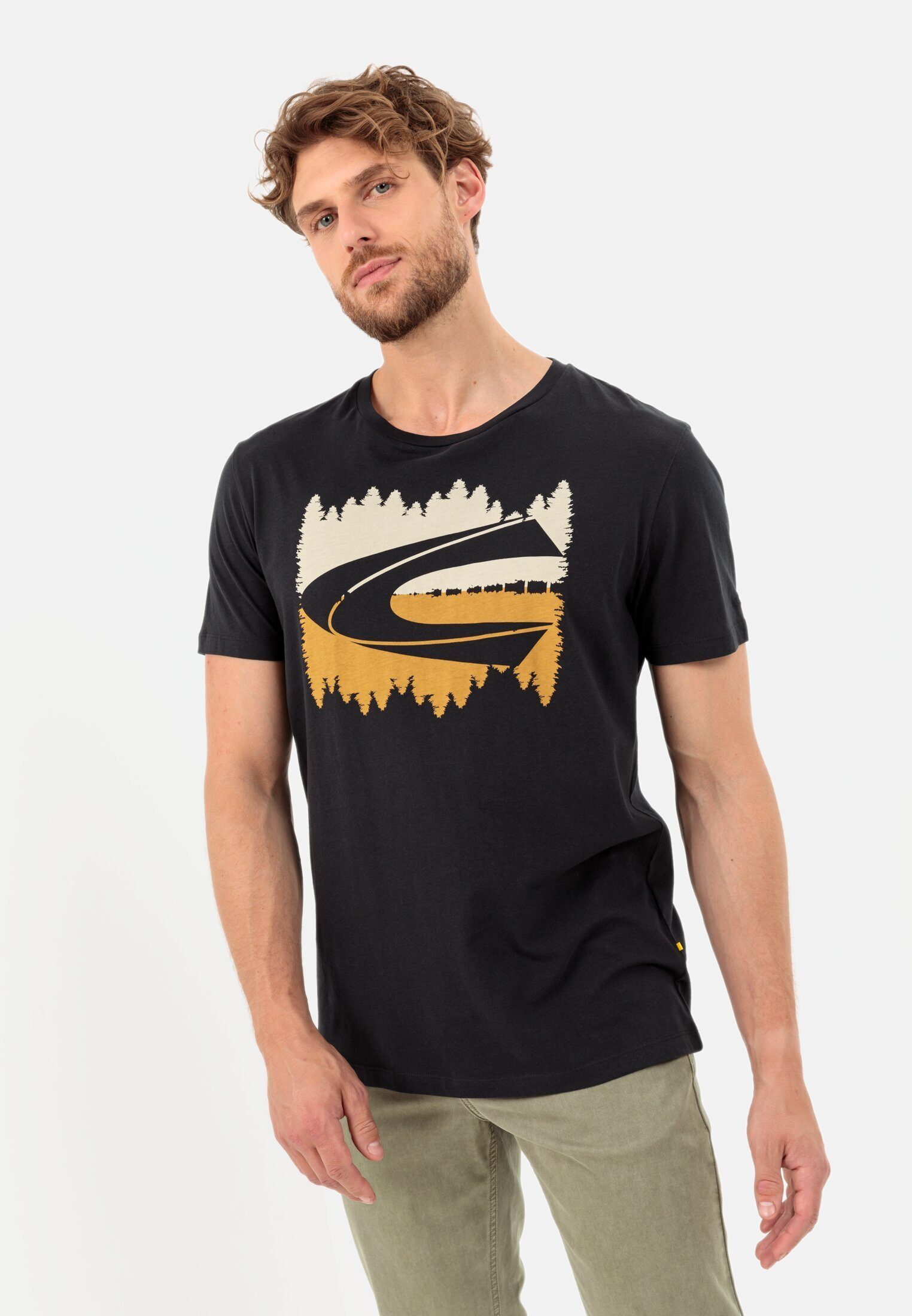 camel active T-Shirt aus Organic Schwarz Cotton