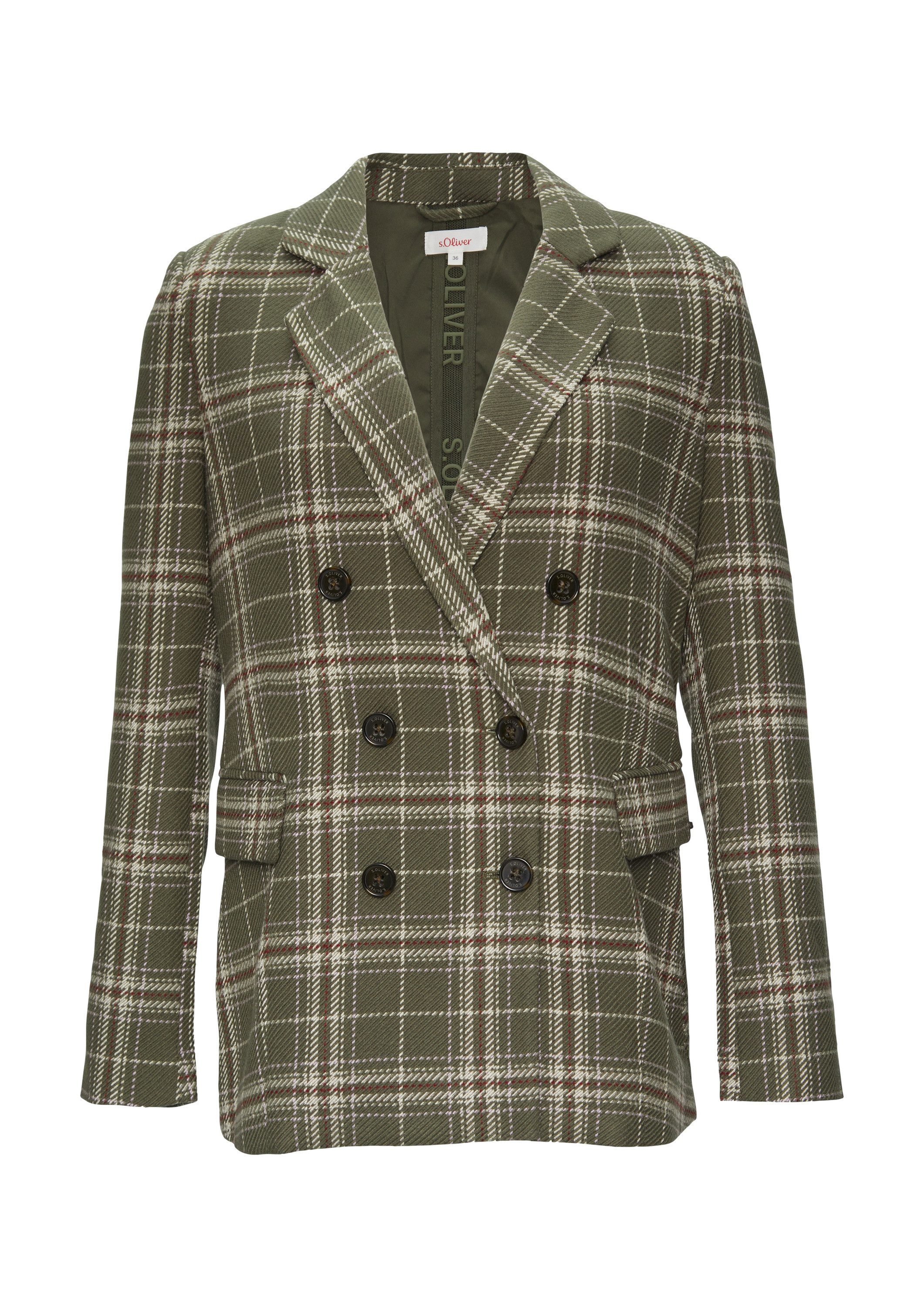 s.Oliver Jackenblazer Indoor-Blazer Langer Twillblazer mit Karomuster günstig online kaufen