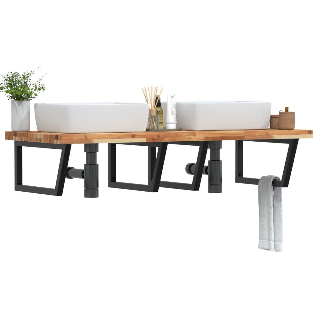vidaXL Badezimmerspiegelschrank Waschbeckenregal Wandmontage Stahl und nholz (1-St)