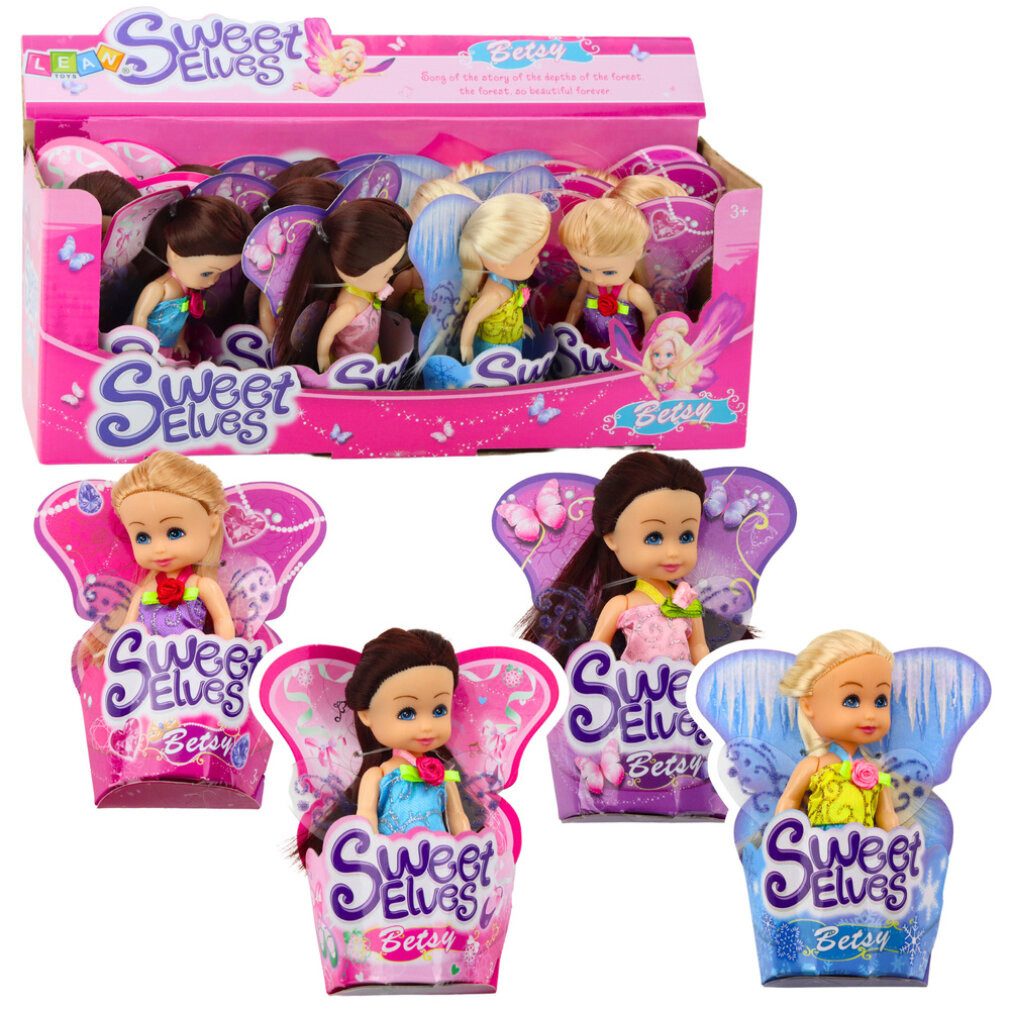 LEAN TOYS Babypuppe Lean Mini Fee Puppe Elf Blau Lila Rosa Mix 11.5Cm