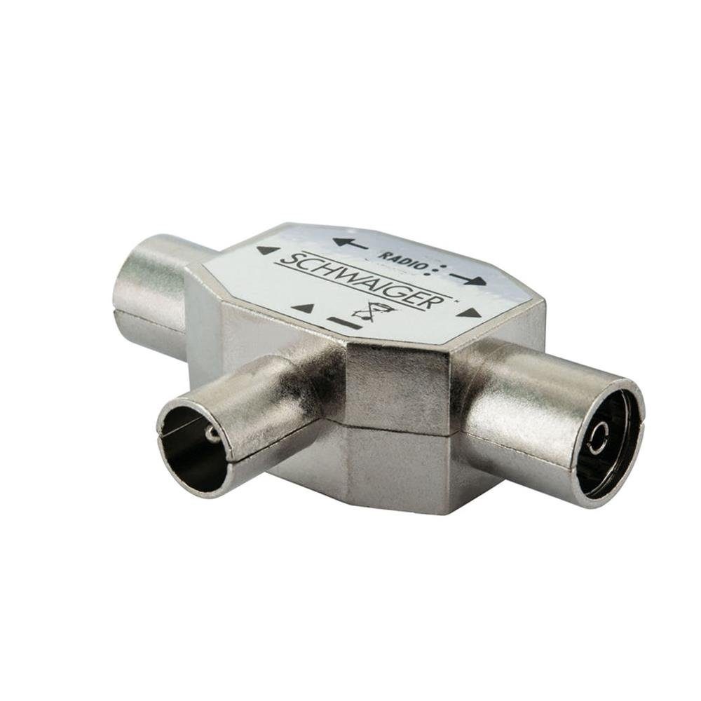 Schwaiger SAT-Verteiler ASV43531, 2-fach Aufsteckverteiler, Rundfunk Anschluss, silber, Verteiler