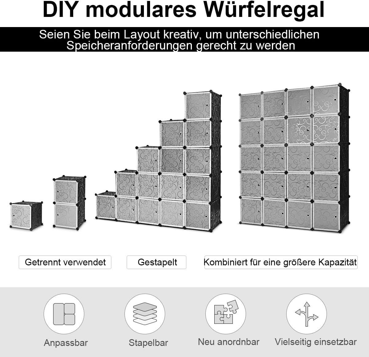 KOMFOTTEU Steckregal 20 Würfelregal, stapelbar aus Kunststoff, 35x35 cm – Bild 4 von 5