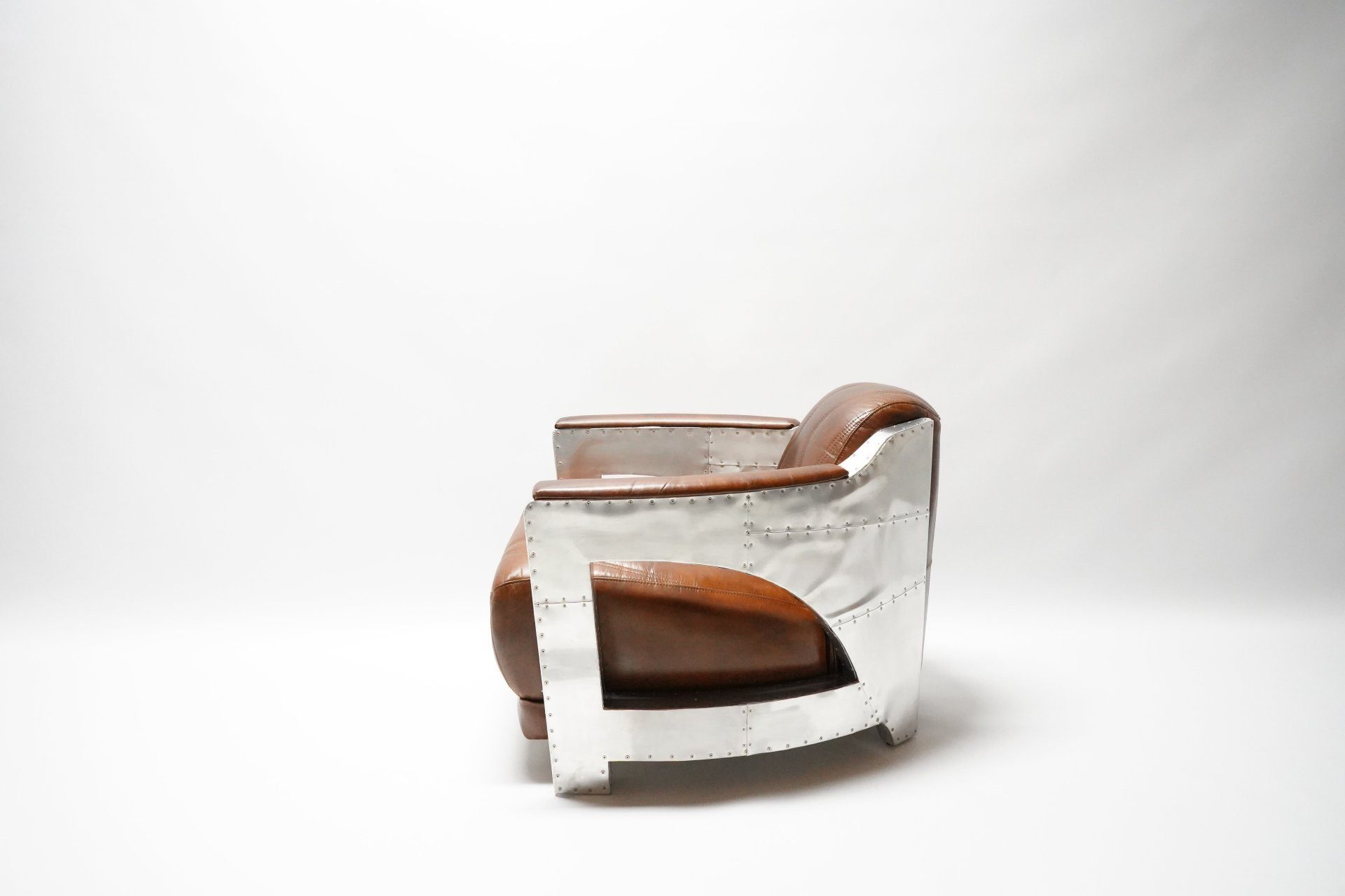 moebelfaktor Sessel NOLAN (1-St), Aluminium und Vintage-Leder, Retro Look