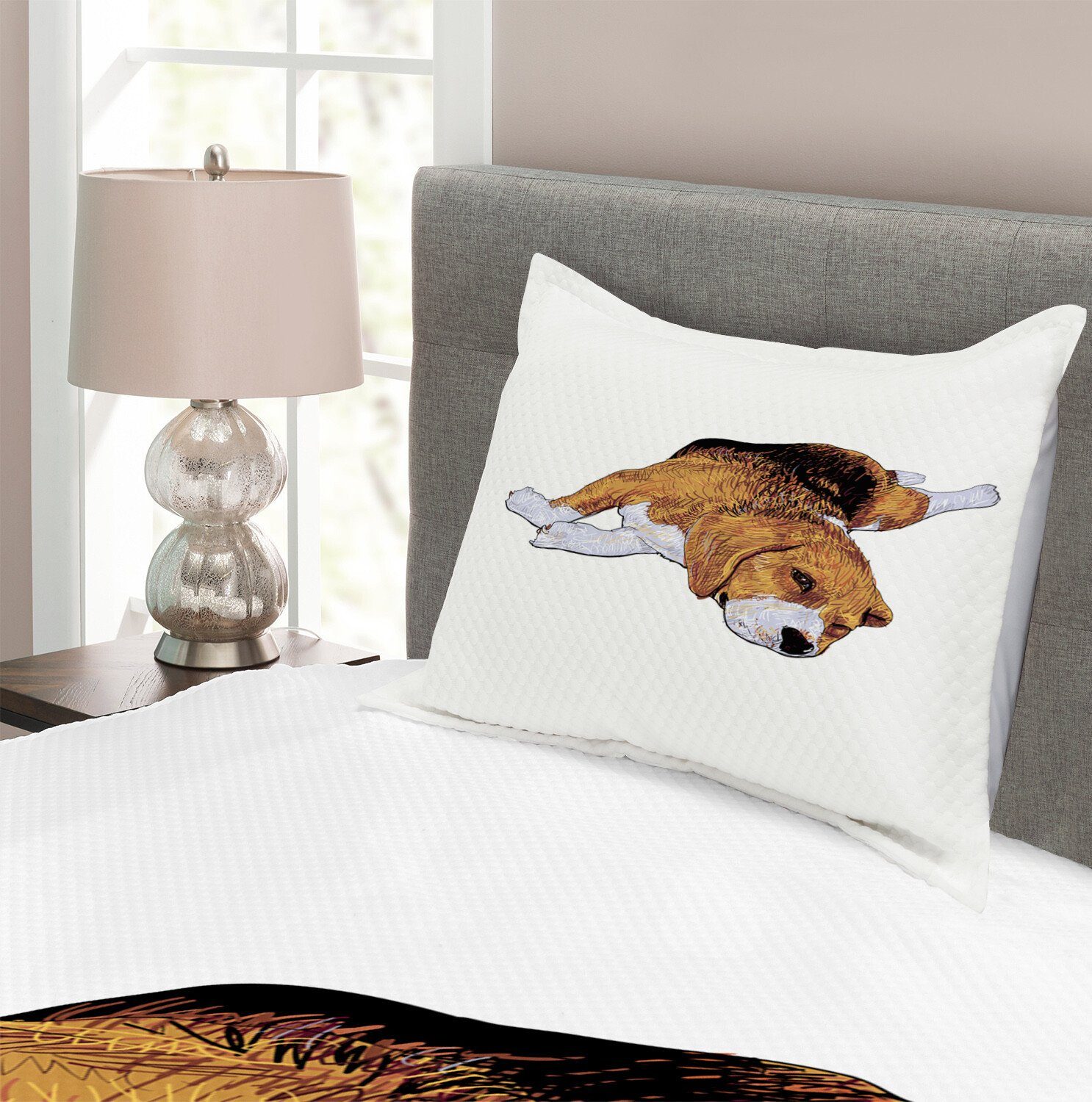 Tagesdecke Kissenbezügen Vor Beagle mit Waschbar, Abakuhaus, Einschlafen Set dem Hund
