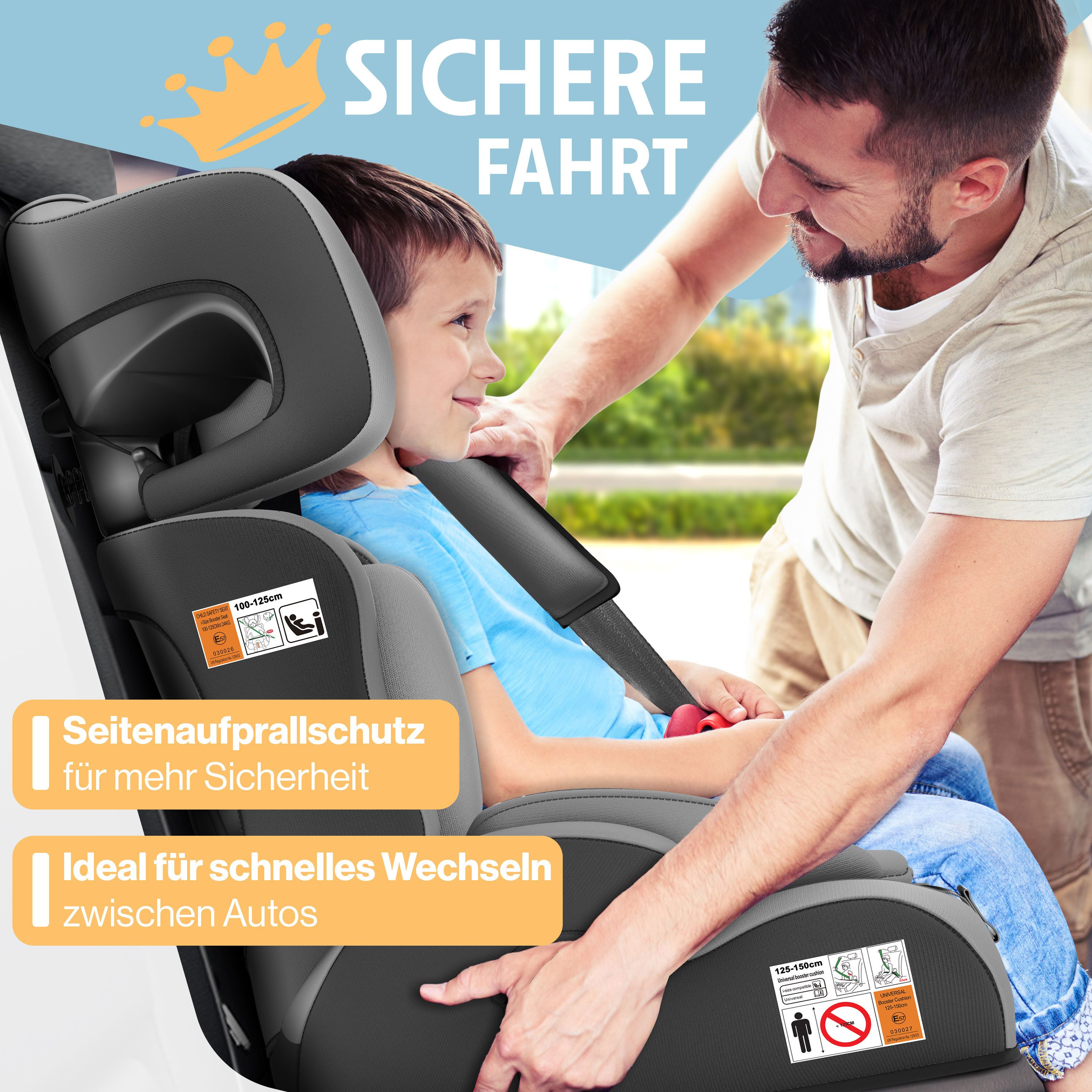 KIDIZ Autokindersitz, Autokindersitz Kinderautositz Gruppe 1+2+3 9-36 kg 5-Punkt