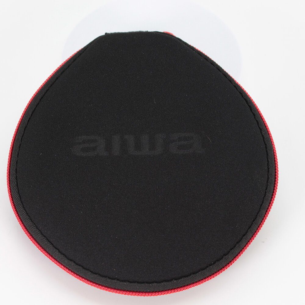 PCD-810BK CD/CD-R/MP3 tragbarer Spieler, tragbarer schwarz Earphones ESP rot und mit Tasche, CD-Player Aiwa