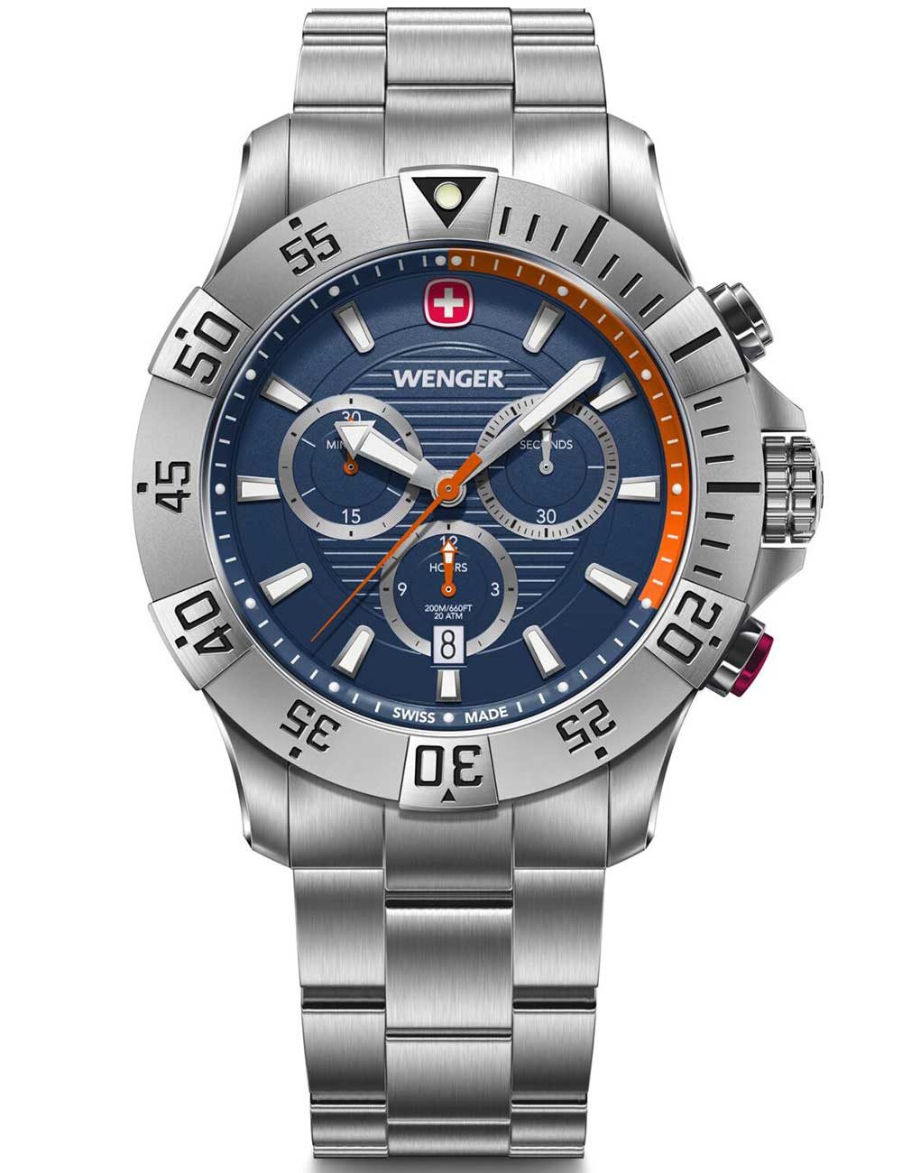 Wenger Quarzuhr Wenger 01.0643.125 Herrenuhr Seaforce Chronograph 43mm 20ATM Wenger 01.0643.125 Herrenuhr Seaforce Chronograph 43mm 20ATM