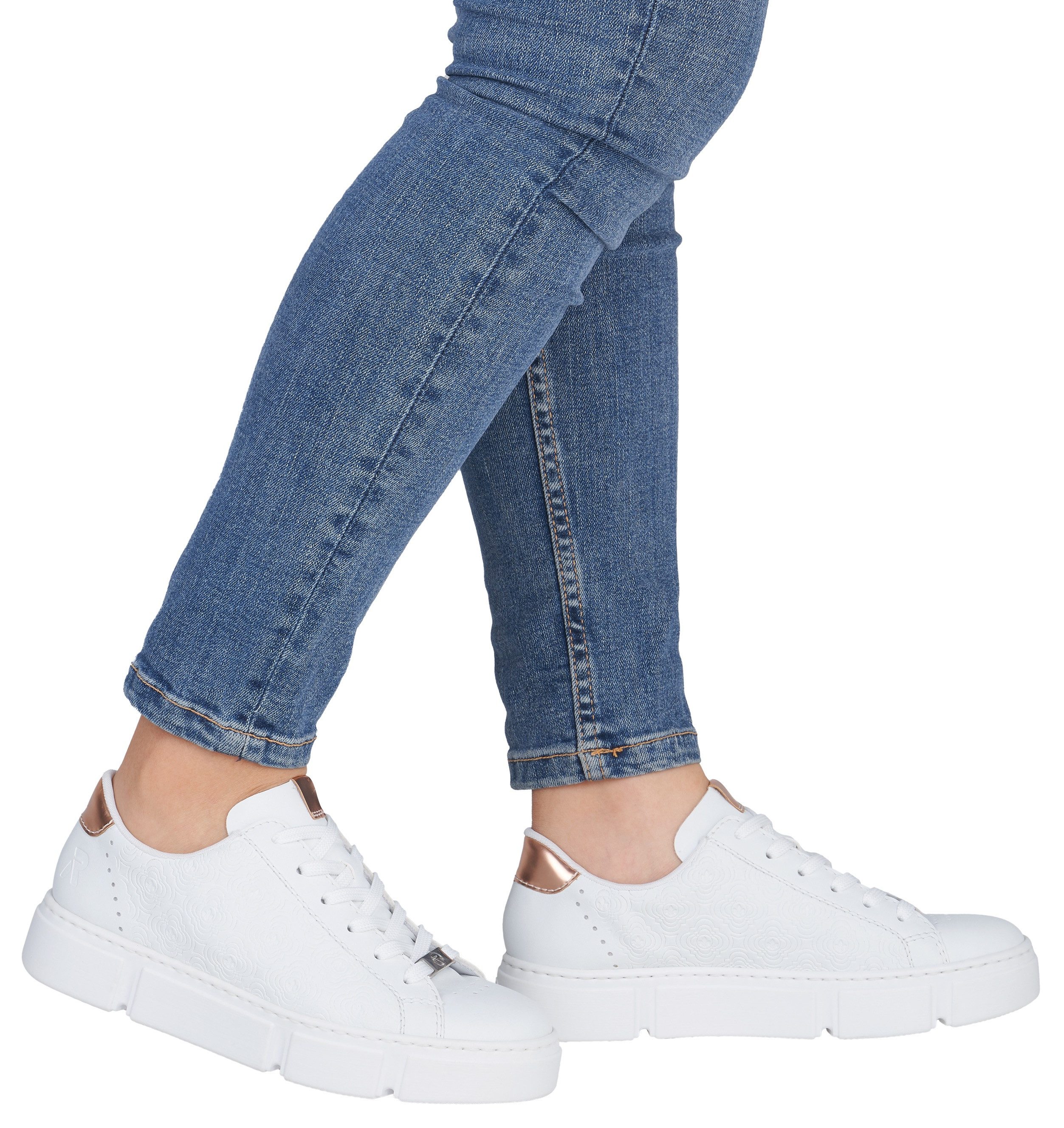 Rieker Plateausneaker mit metallicfarbenen Akzenten, Freizeitschuh, Halbschuh, Schnürschuh