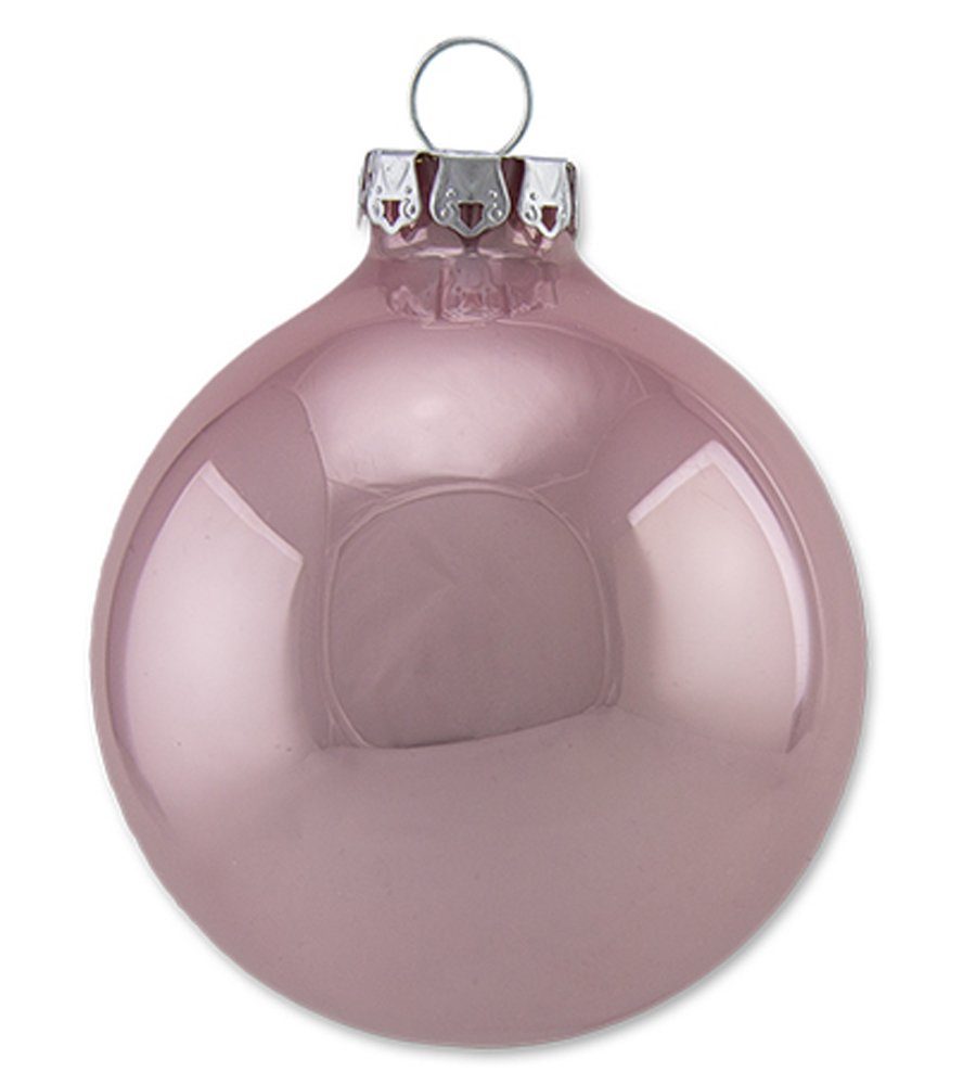 Thüringer Glasdesign Weihnachtsbaumkugel Pastell mit Glitzer Schneemann Dekor - aus Glas Gold Rosa Grün (12 St), aus Glas