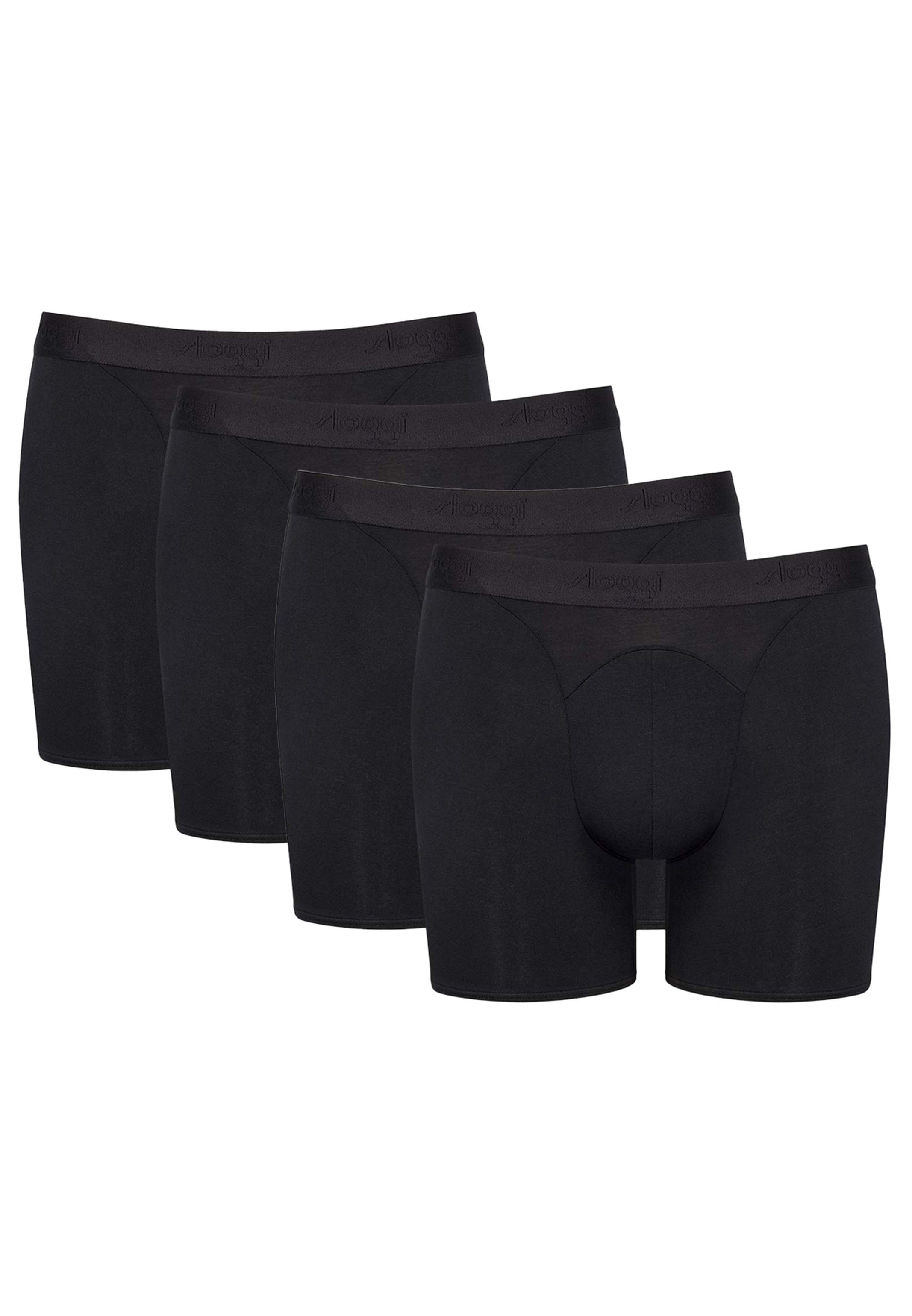 Sloggi Retro / Leicht der Long auf Pant angenehm 4er - Pack - Ohne (Spar-Set, Schwarz Short Soft Ever 4-St) Boxer Eingriff Haut und