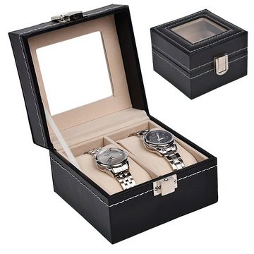 Sinoba Uhrenbox Uhrenkoffer Uhrenbox für Uhrensammlung in Leder-Optik Echtglas-Fenster