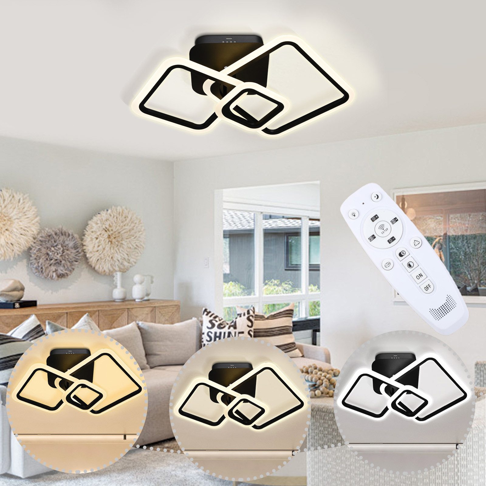 Jibenhome Deckenleuchte LED Deckenlampen Schwarz Dimmbar günstig online kaufen