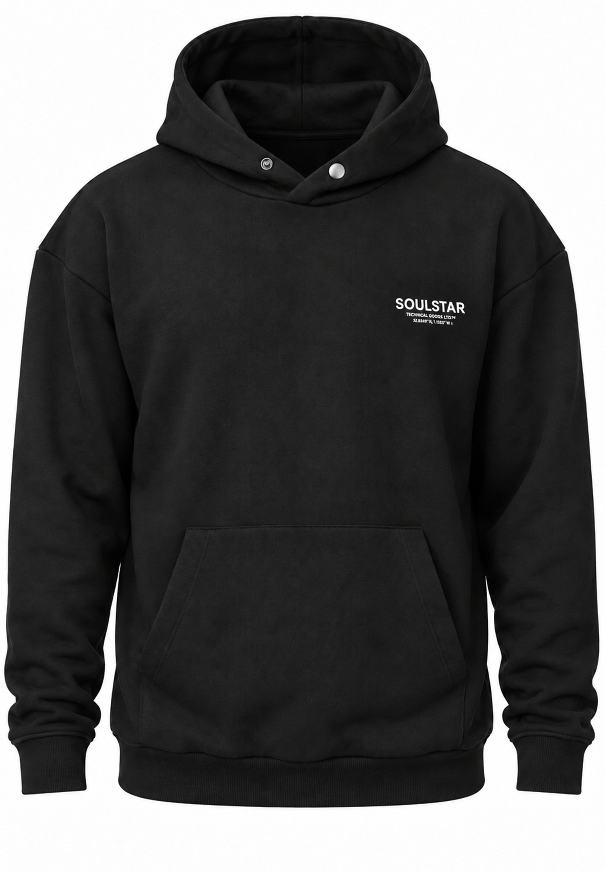 SOULSTAR Hoodie S2ANSAN Herren Oversize Kapuzenpullover mit Button Pullover Sweater