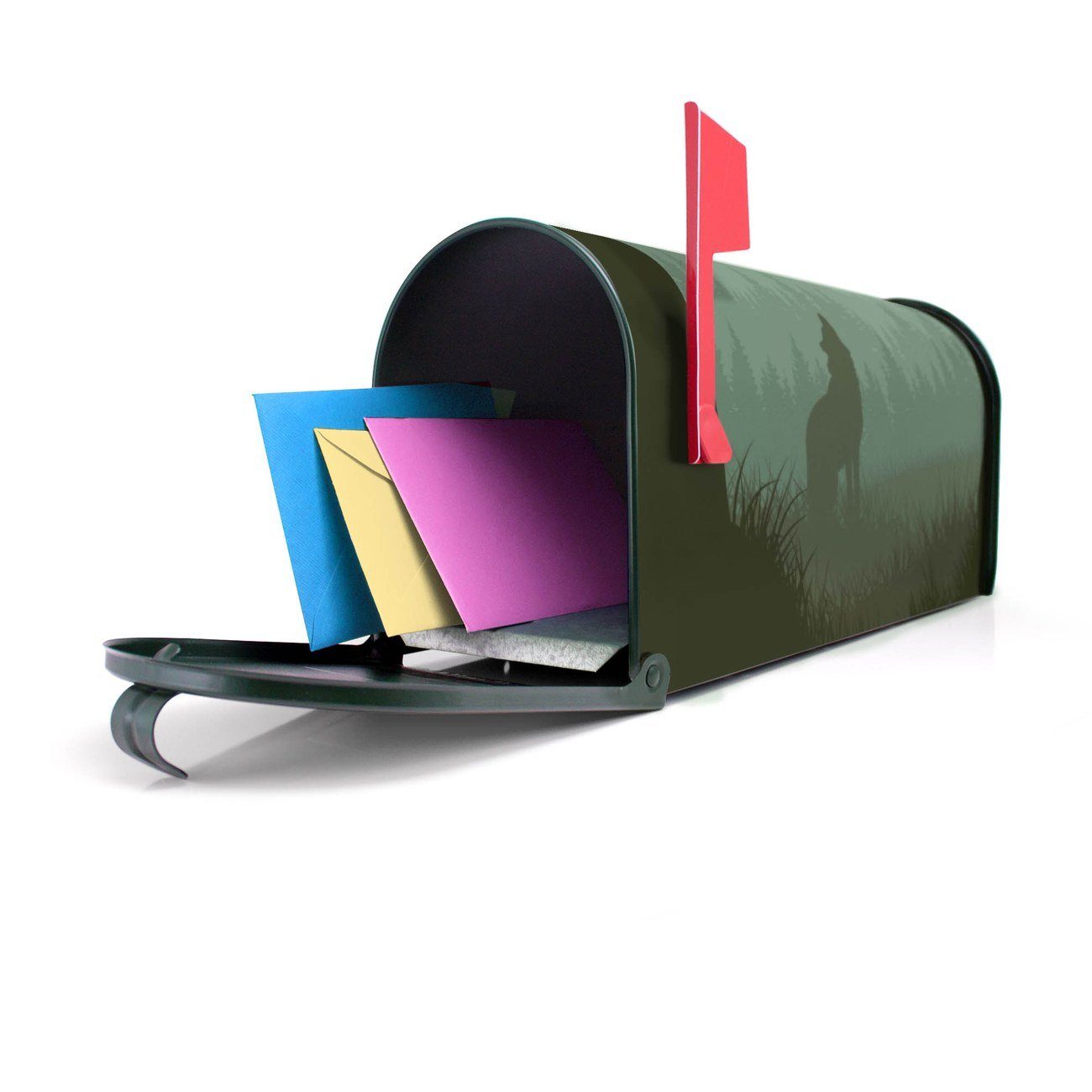 cm x 51 Mississippi Mailbox (Amerikanischer 22 Wolf Heulender original x aus Amerikanischer 17 grün banjado Briefkasten USA), Briefkasten,