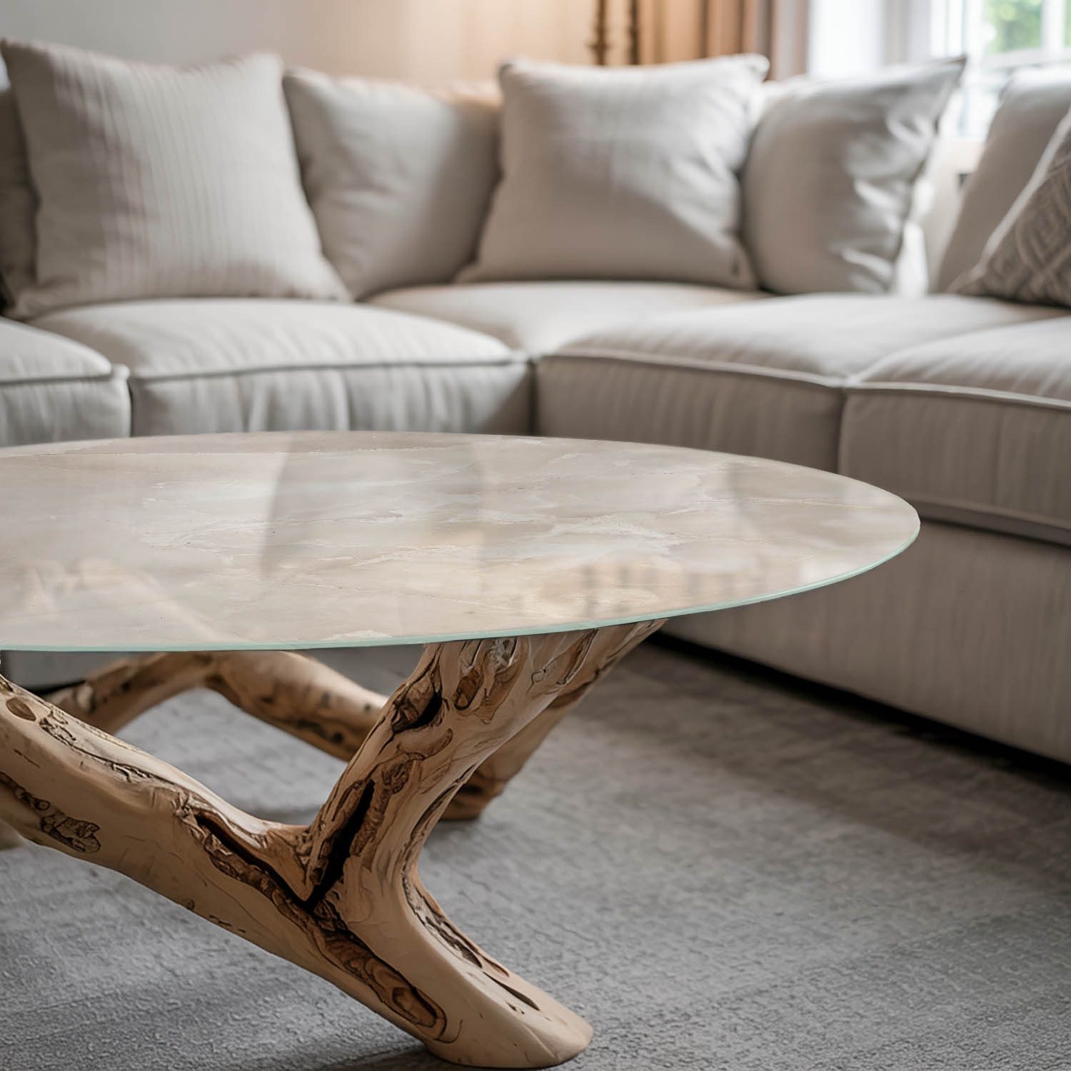 Tulup Tischplatte Glasplatte für Couchtisch Marmor-Texturmuster Glas Tischp günstig online kaufen