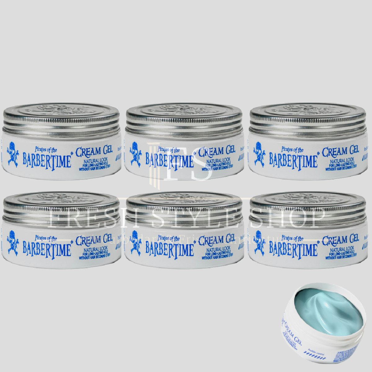 BARBERTIME Haarwachs 6x Cream Gel Haarstyling-Creme Gel 150ml, 6-tlg.