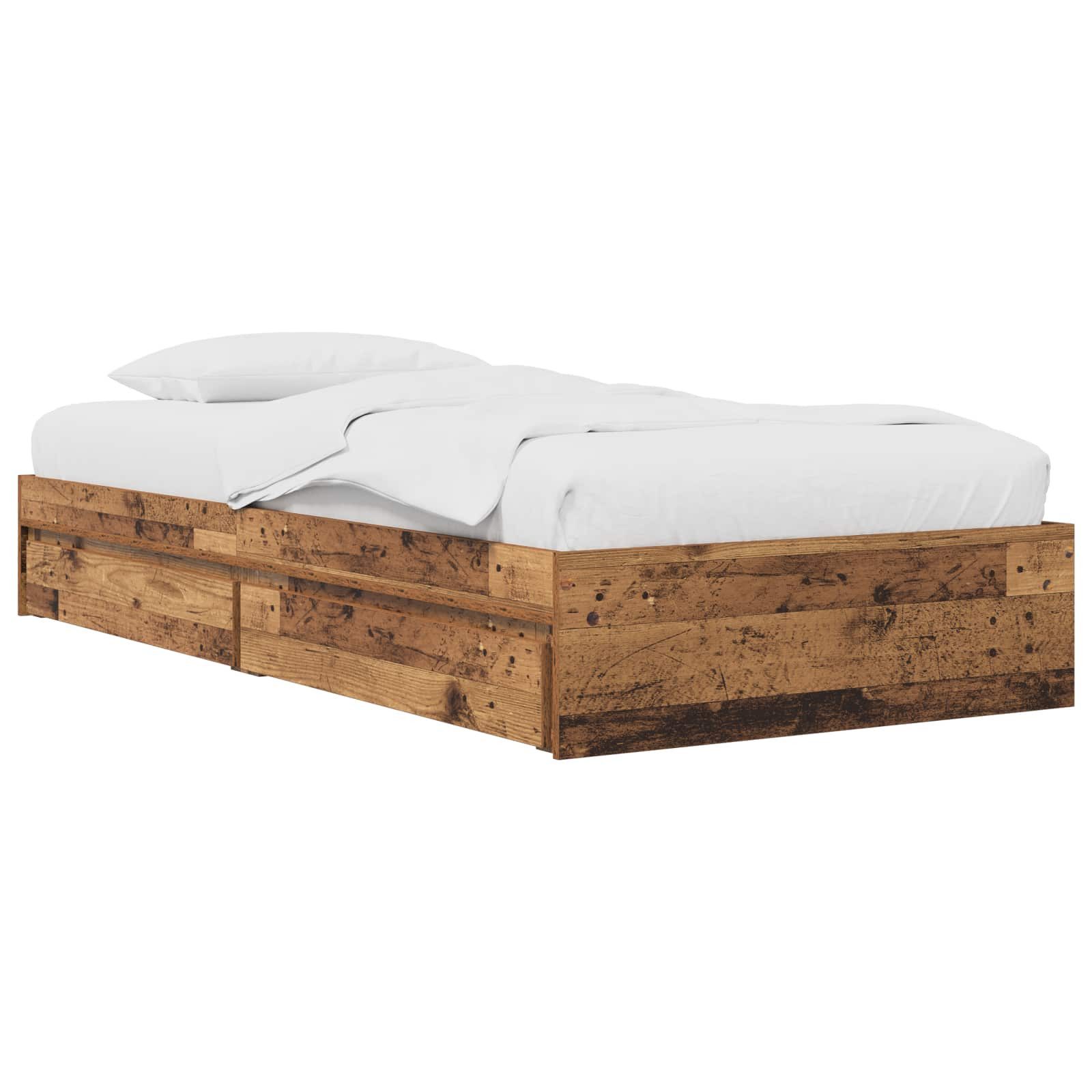 vidaXL Bett Bettgestell mit Stauraum Altholz 80 x 200 cm Holzwerkstoff (1-tlg)