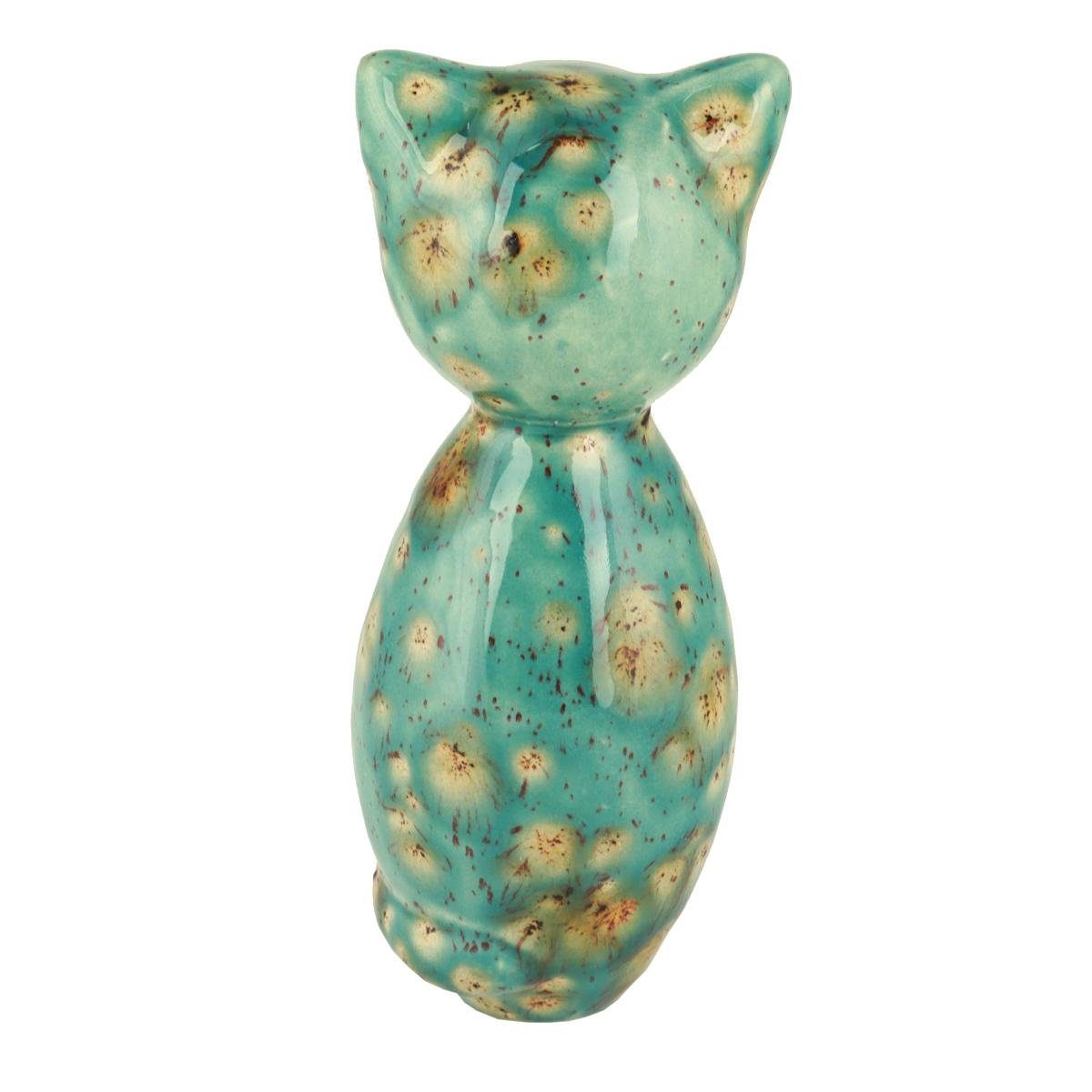 Akzenten, Tangoo blaugrün olivfarbenen MINI Tangoo (Stück) mit Gartenfigur Keramik-Katze