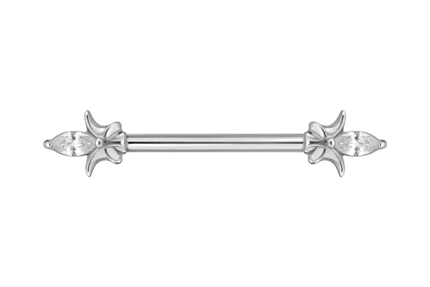PIERCINGLINE Brustwarzenpiercing Titan Barbell mit Push Fit KRISTALLSPITZE (Barbells, 1-tlg)