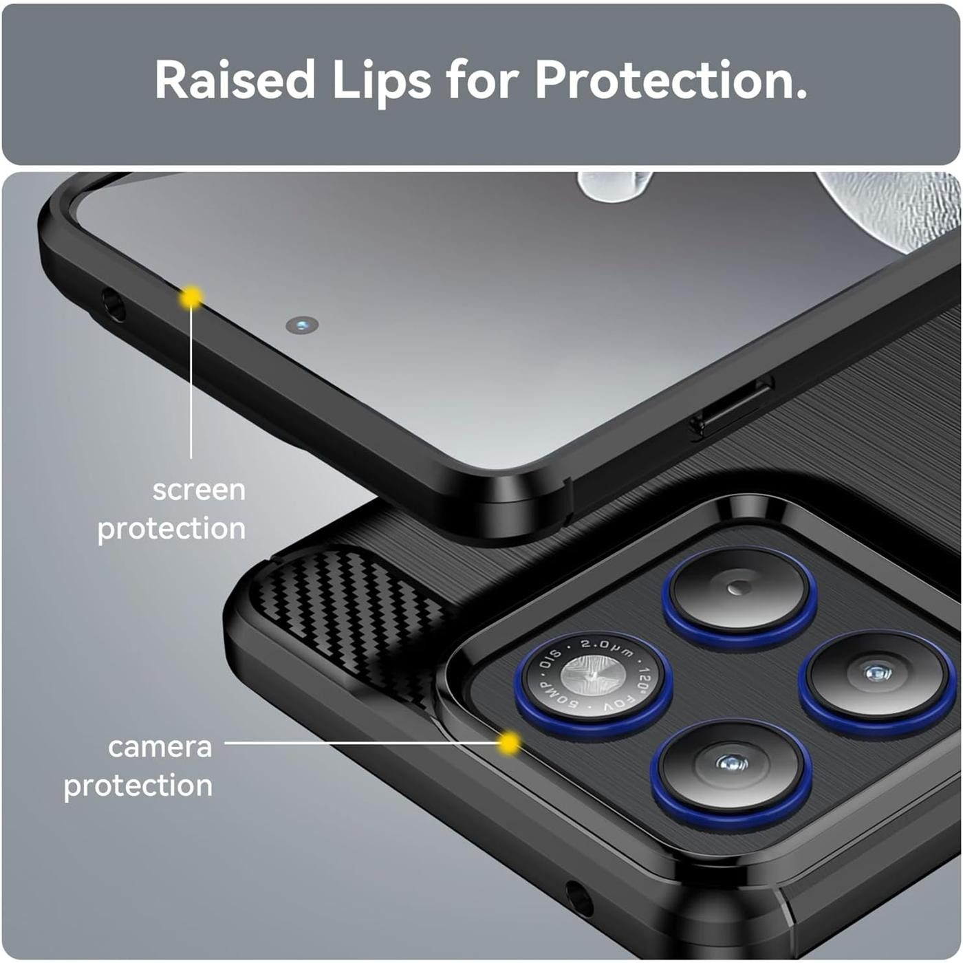 CoolGadget Handyhülle Carbon Handy Hülle für Motorola Edge 70 6,67 Zoll, robuste Telefonhülle Case Schutzhülle für Motorola Edge 70 Hülle